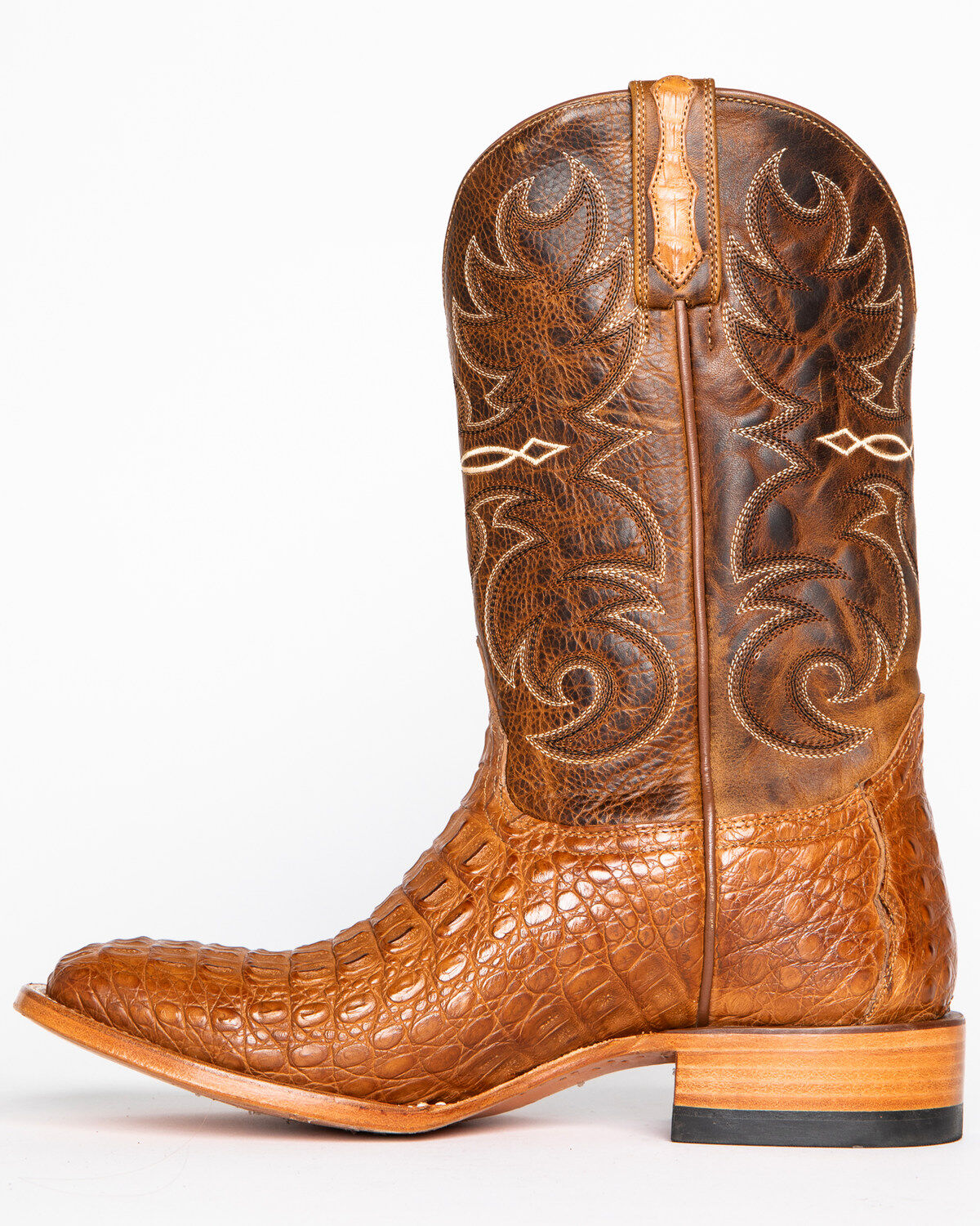 Cody James Men's Burnished Caiman Exotic Boots - Wide Square Toe