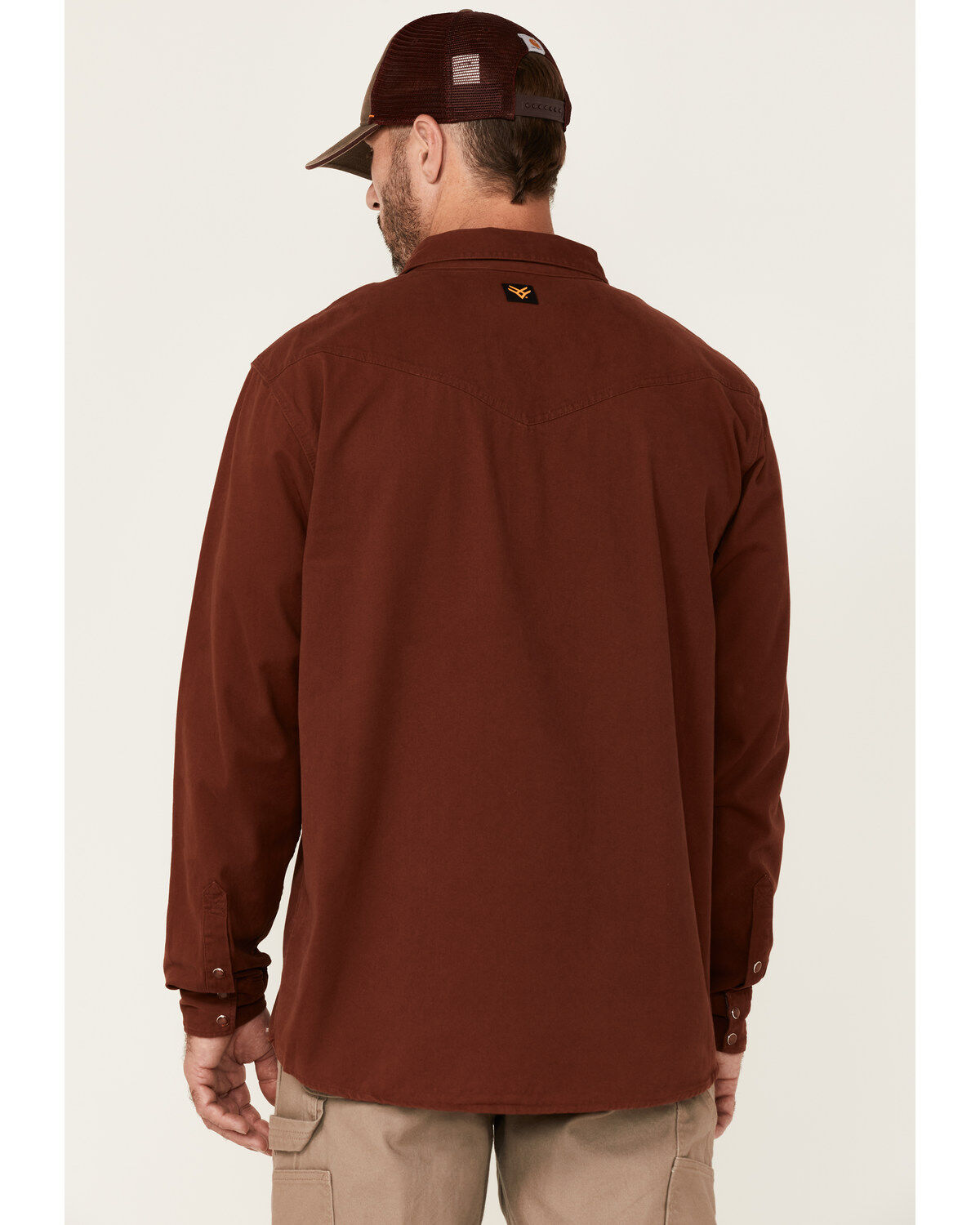 Hawx Men's Solid Mahogany Twill Snap Long Sleeve Work Shirt - Tall