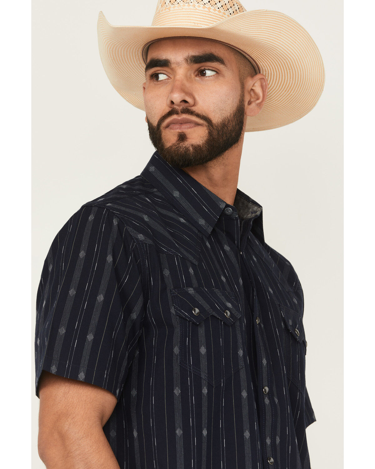 Moonshine Spirit Men's Star Power Striped Short Sleeve Snap Western Shirt