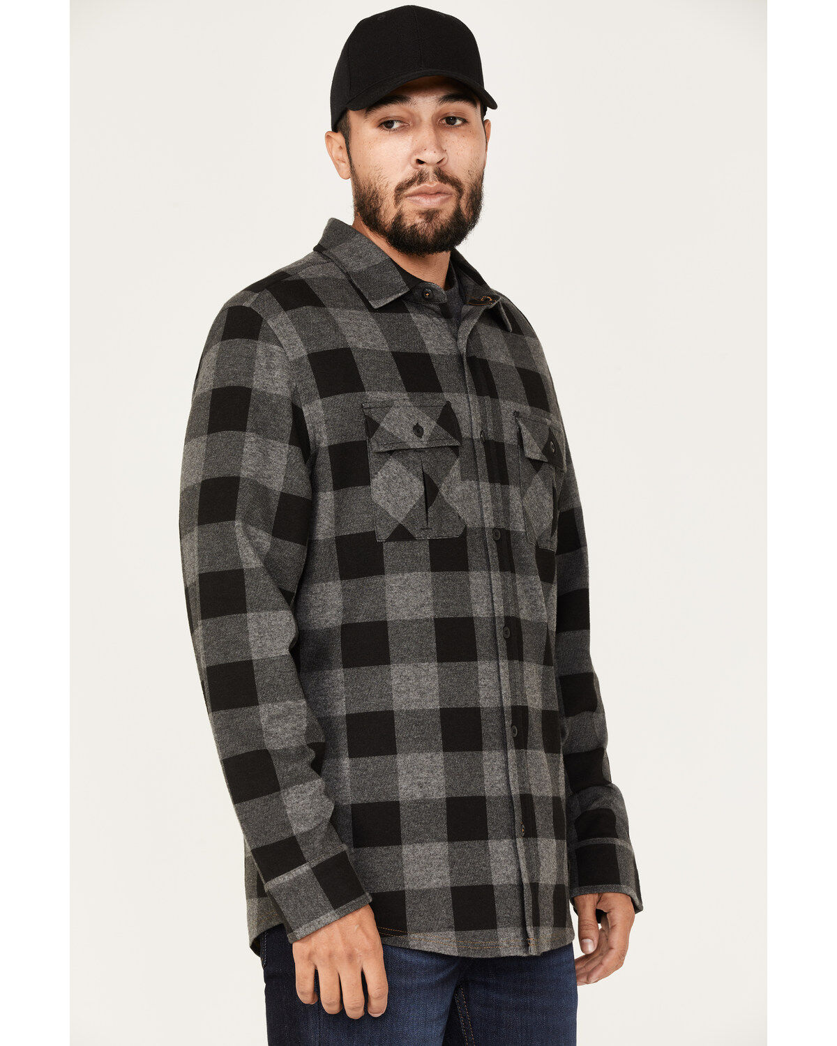 Brothers and Sons Men's Large Jacquard Plaid Print Button Down Western Shirt
