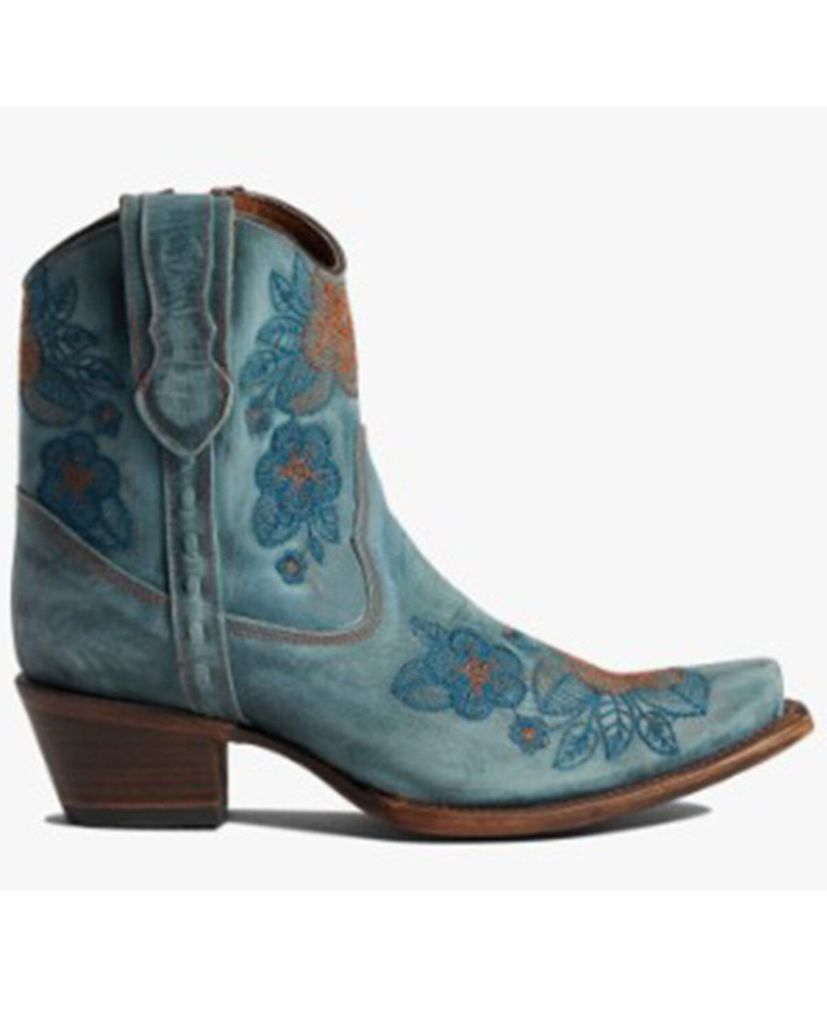 Corral Women's Flower Embroidered Ankle Western Booties - Snip Toe