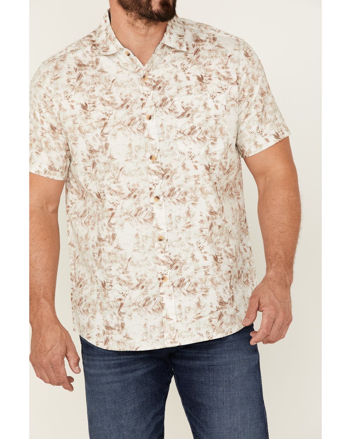North River Men's Floral Print Short Sleeve Button Down Western Shirt