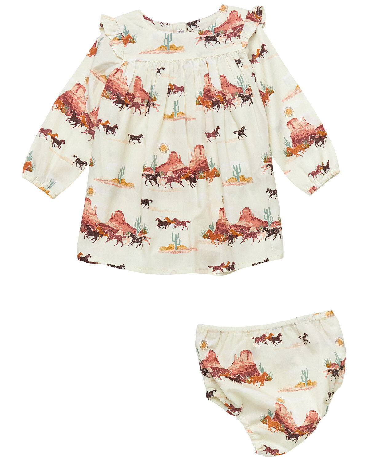 Wrangler Infant Girls' Desert Print Shirt And Diaper Cover - 2 Piece Set