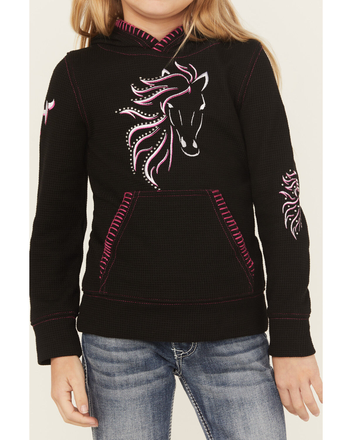 Cowgirl Hardware Girls' Blaze Horse Thermal Hoodie