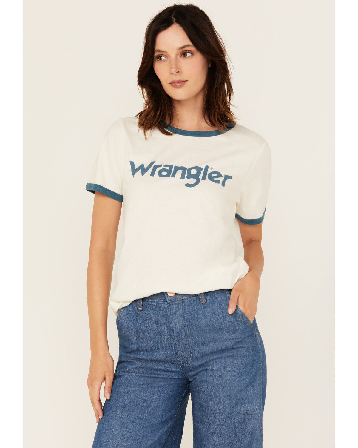 Wrangler Women's Logo Short Sleeve Ringer Tee