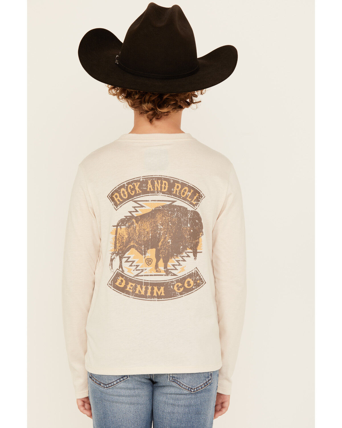 Rock & Roll Denim Boys' Buffalo Print Long Sleeve Graphic T-Shirt