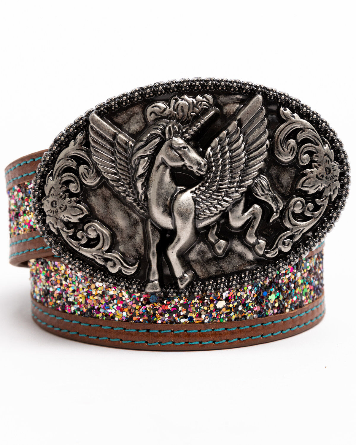 Shyanne Girls' Unicorn Magic Glitter Western Buckle Belt