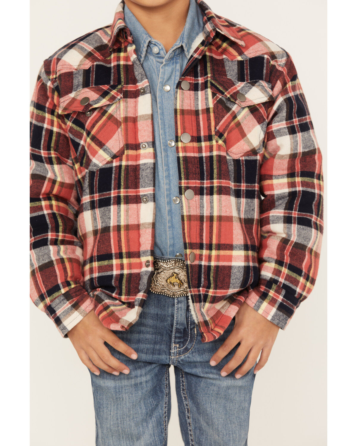Roper Boys' Plaid Print Long Sleeve Flannel Shacket
