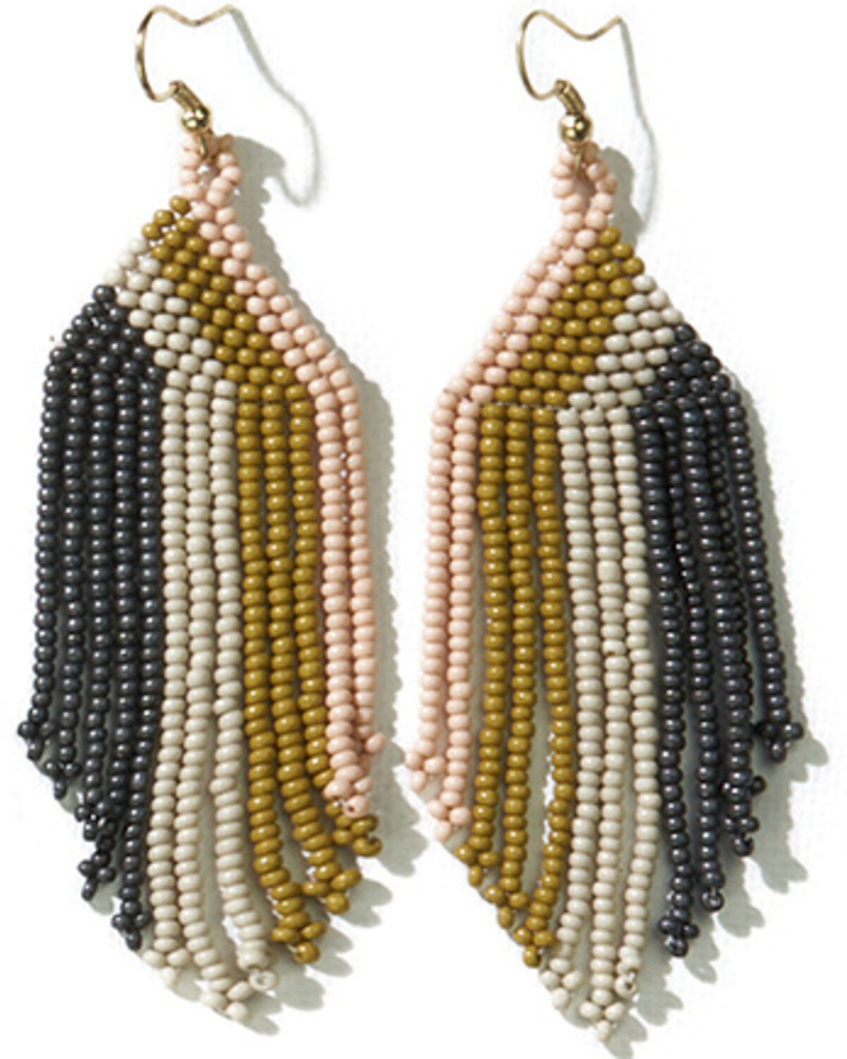 Ink + Alloy Women's Dolly Vertical Striped Beaded Fringe Earrings