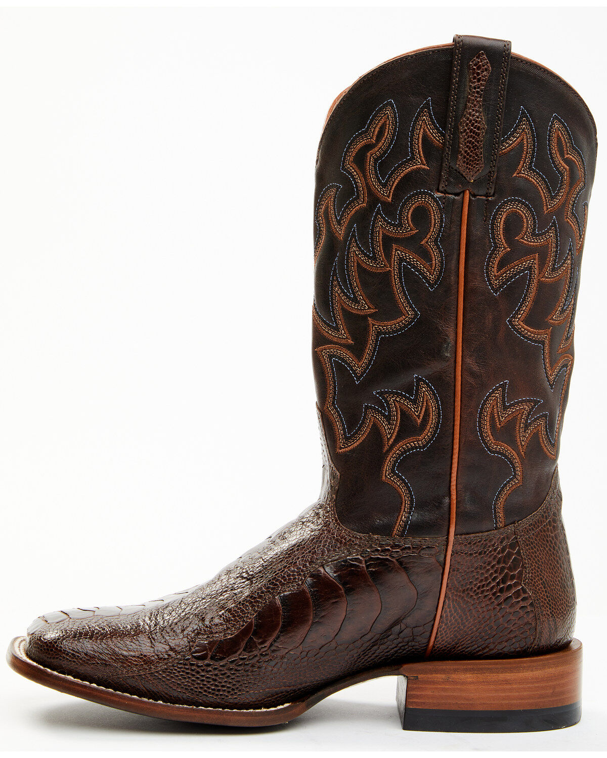 Cody James Men's Antique Cafe Ostrich Leg Exotic Western Boots - Broad Square Toe