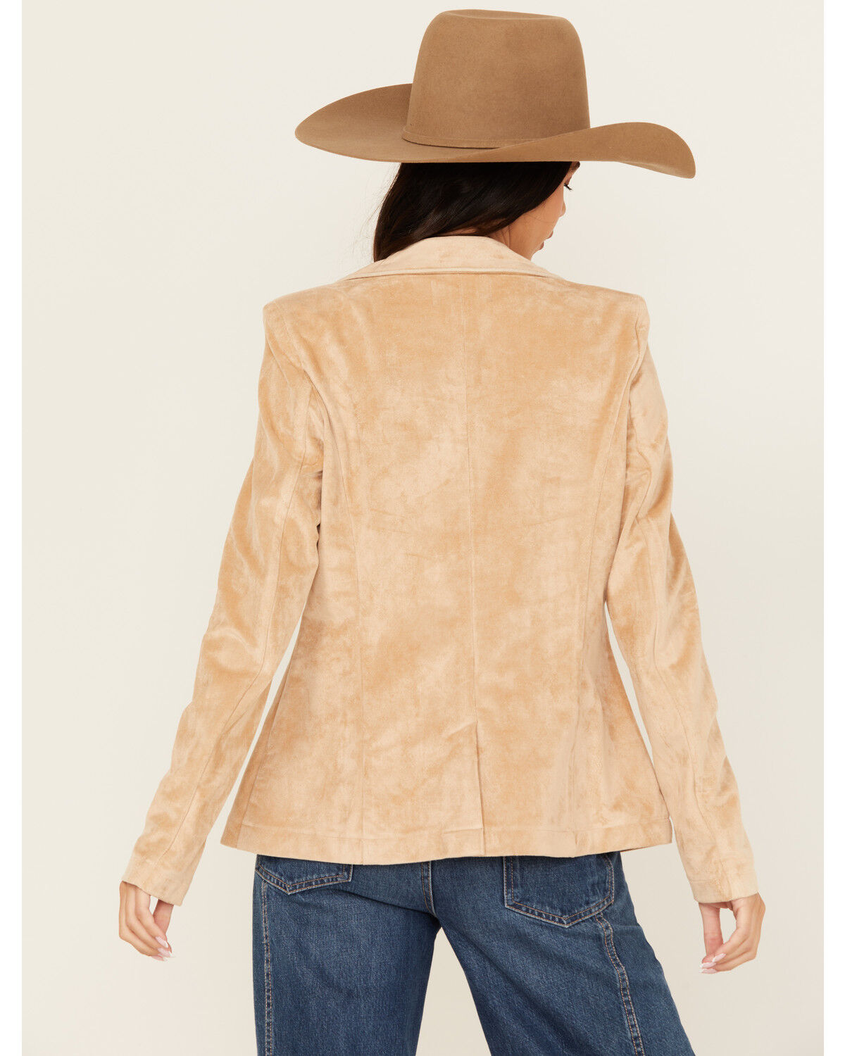 Panhandle Women's Faux Suede Floral Embroidered Blazer