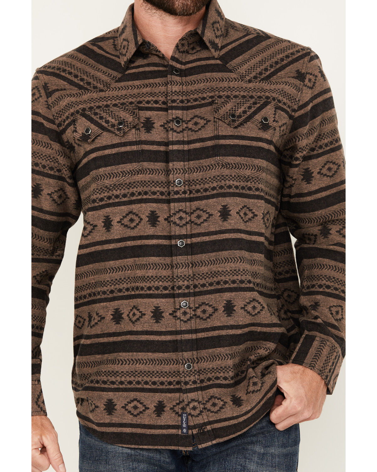 Moonshine Spirit Men's Deer Valley Southwestern Striped Long Sleeve Snap Western Shirt