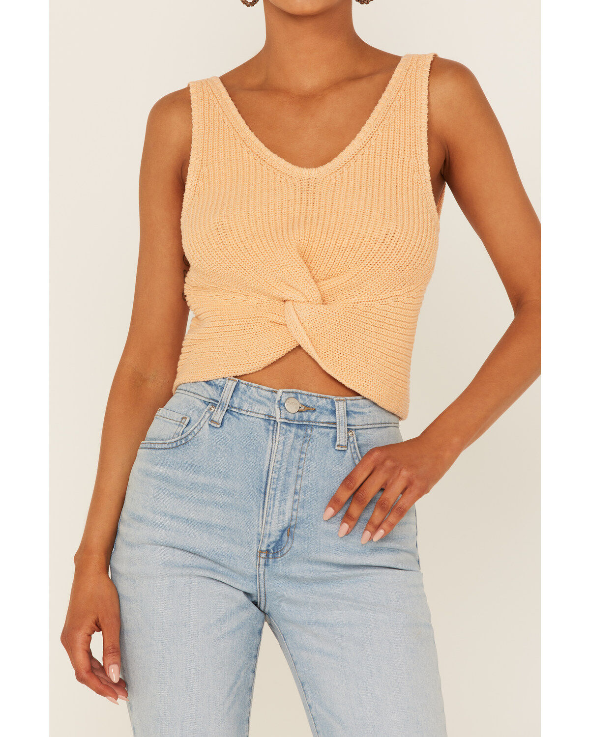 Shyanne Women's Peach Twist Front Sweater Tank
