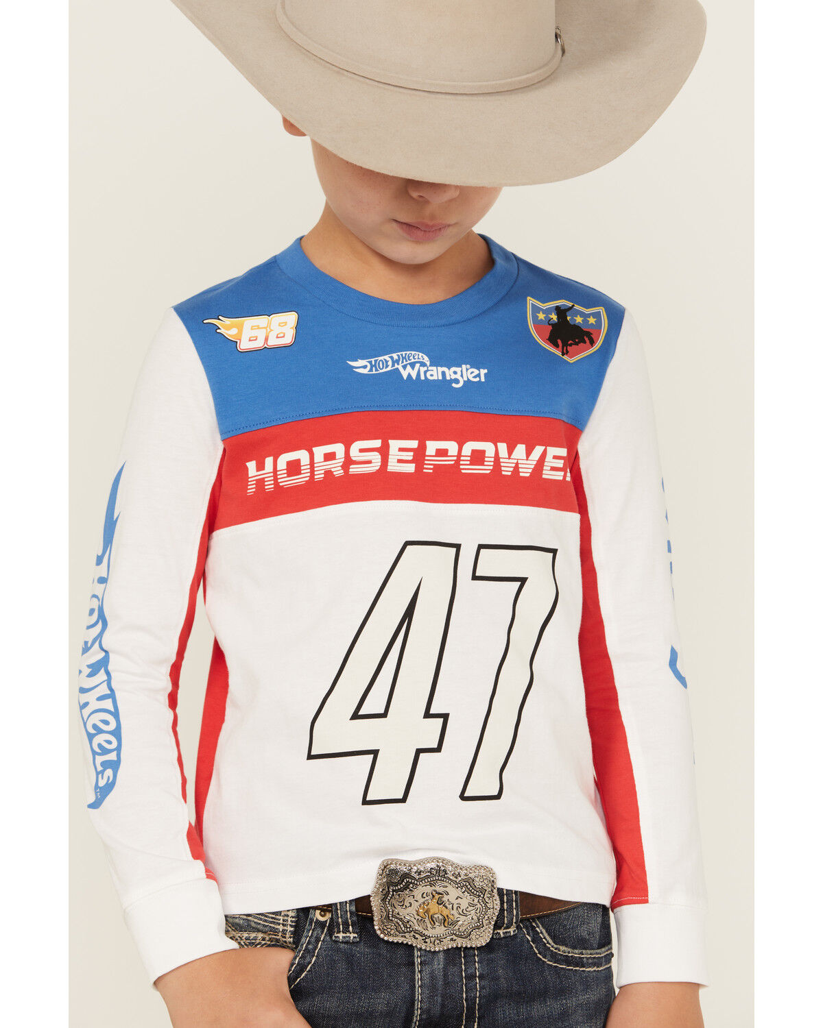 Wrangler&reg; x Hot Wheels&reg; Boys' Horse Power Colorblock Long Sleeve Graphic T-Shirt