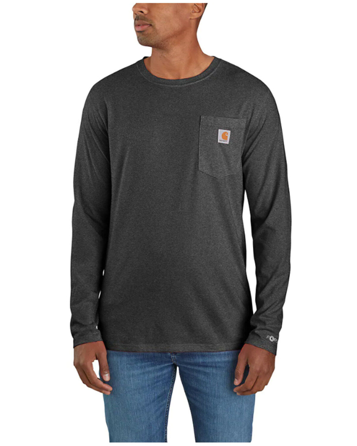 Carhartt Men's Force Relaxed Fit Midweight Long Sleeve Logo Pocket Work T-Shirt - Big