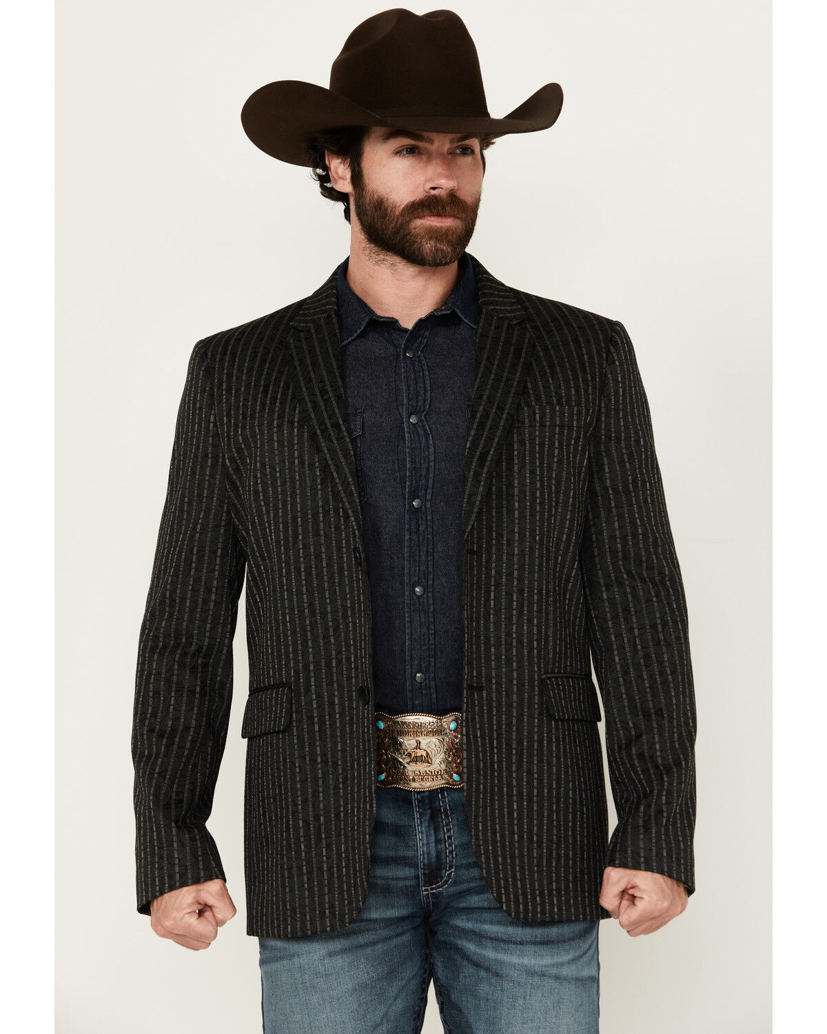 Rock & Roll Denim Men's Striped Paisley Print Sportcoat