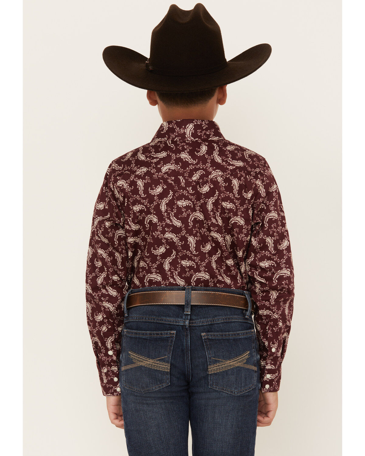 Cody James Boys' Paisley Print Long Sleeve Snap Western Shirt
