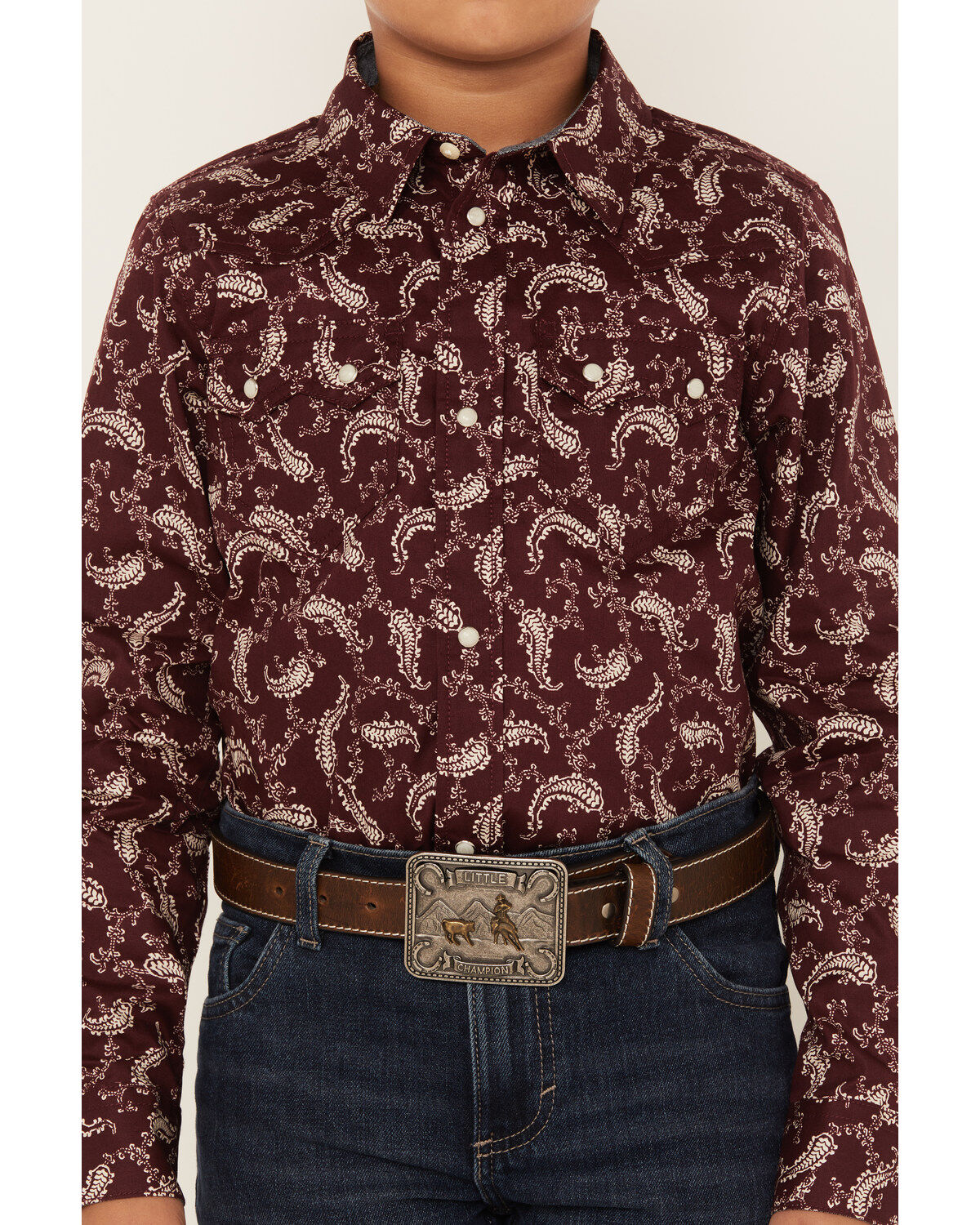 Cody James Boys' Paisley Print Long Sleeve Snap Western Shirt