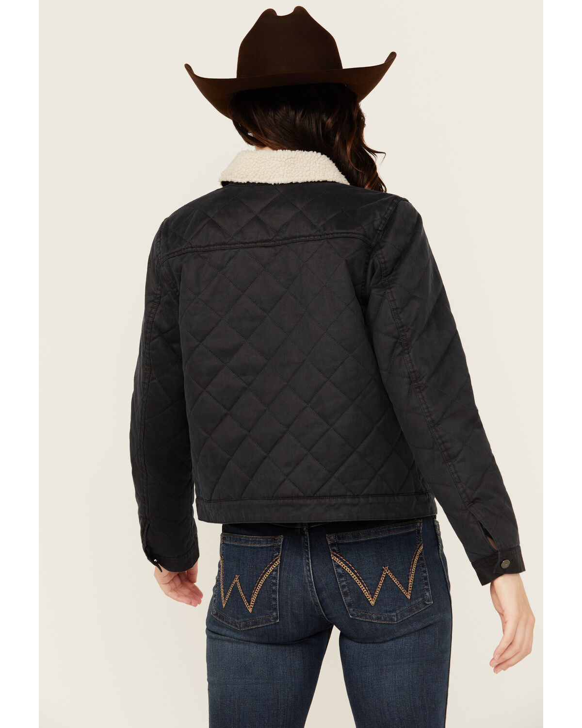 Shyanne Women's Oil Skinned Quilted Sherpa Trimmed Jacket