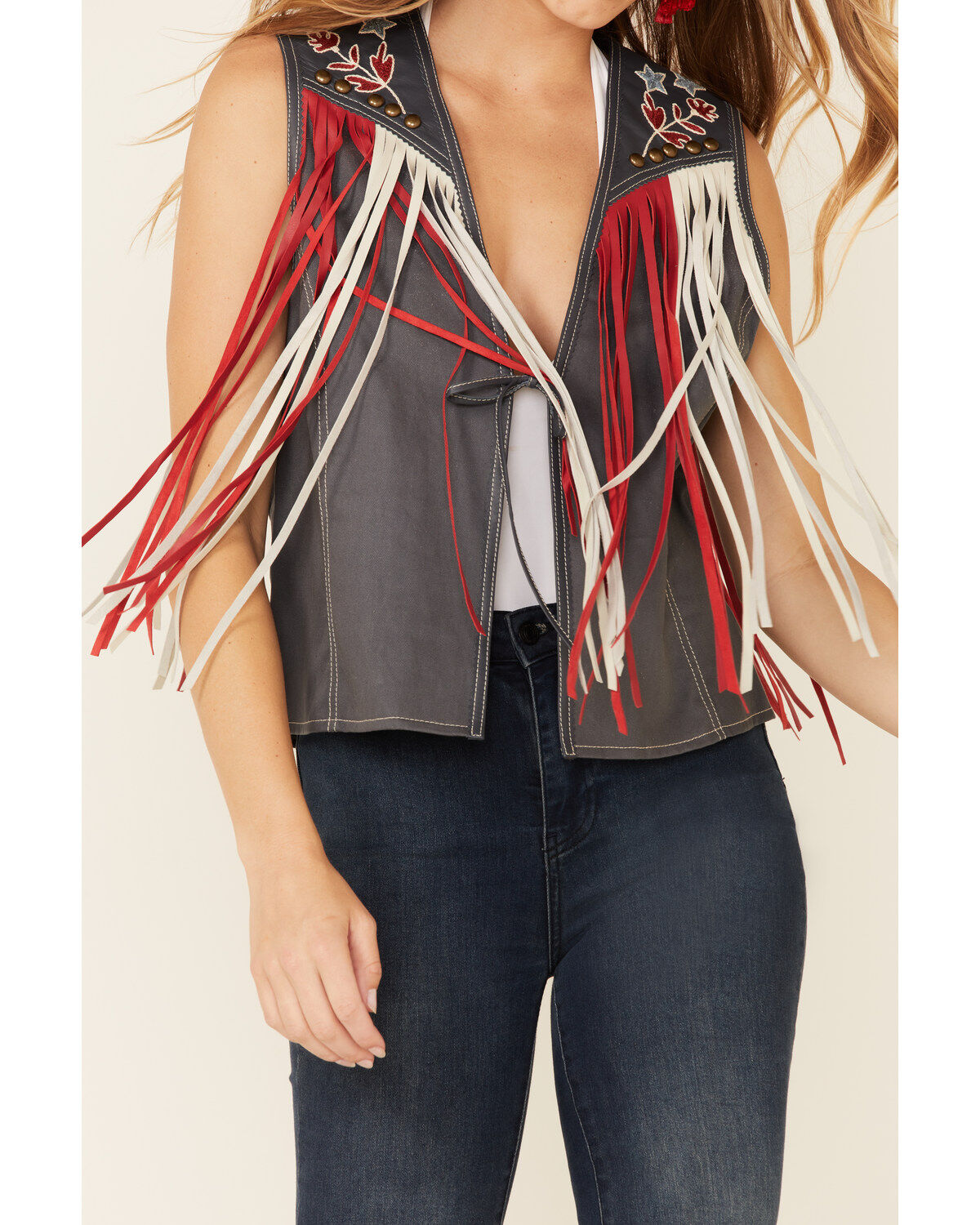Double D Ranch Women's Indigo Eagle Live Tie-Front Vest