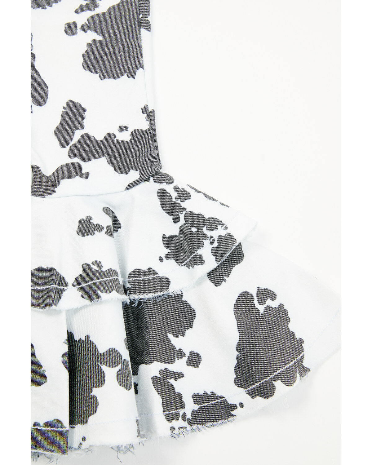 Cowgirl Hardware Toddler Girls' Cow Print Double Ruffle Stretch Denim Jeans