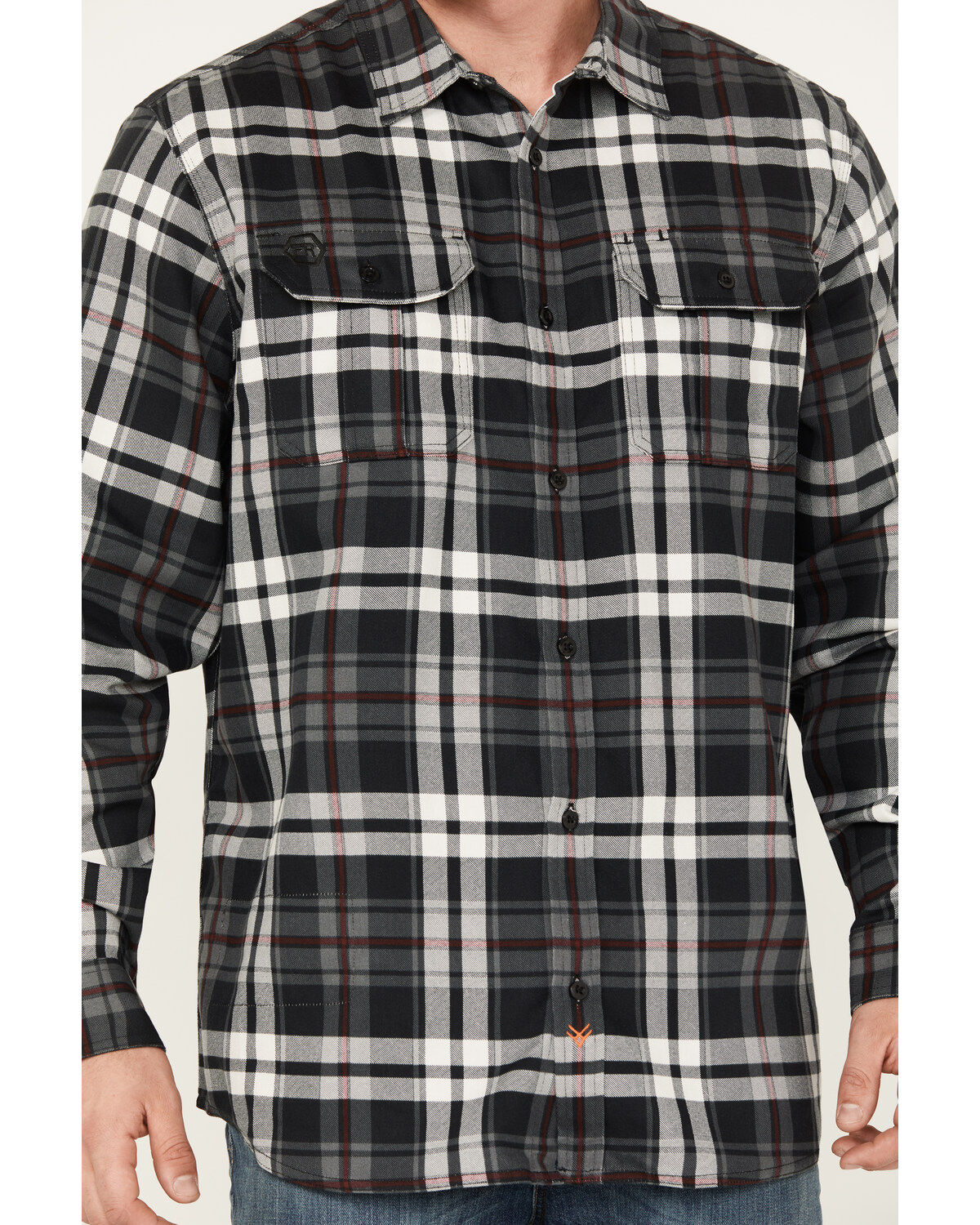 Hawx Men's FR Plaid Print Long Sleeve Button-Down Work Shirt