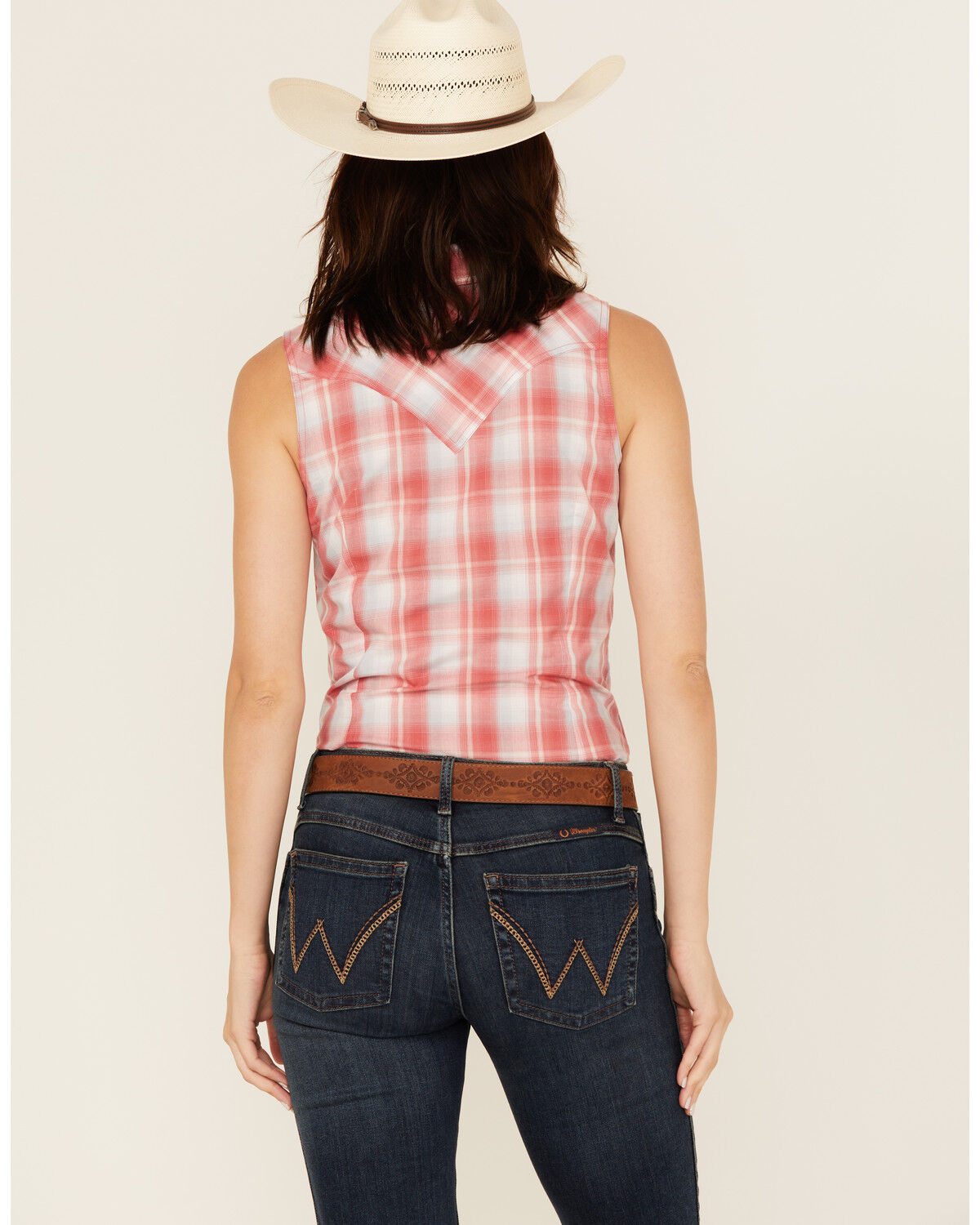 Wrangler Retro Women's Boot Barn Exclusive Plaid Print Sleeveless Pearl Snap Shirt