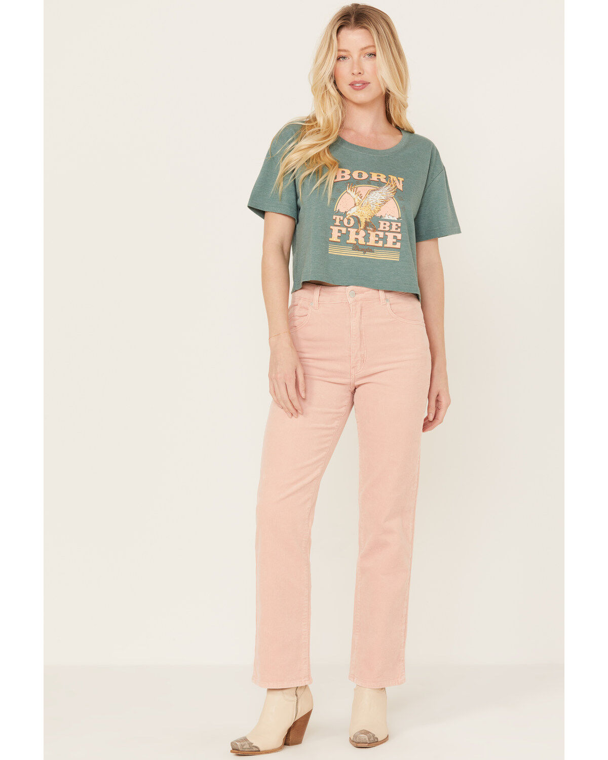 Wrangler Women's Born To Be Free Short Sleeve Cropped Graphic Tee