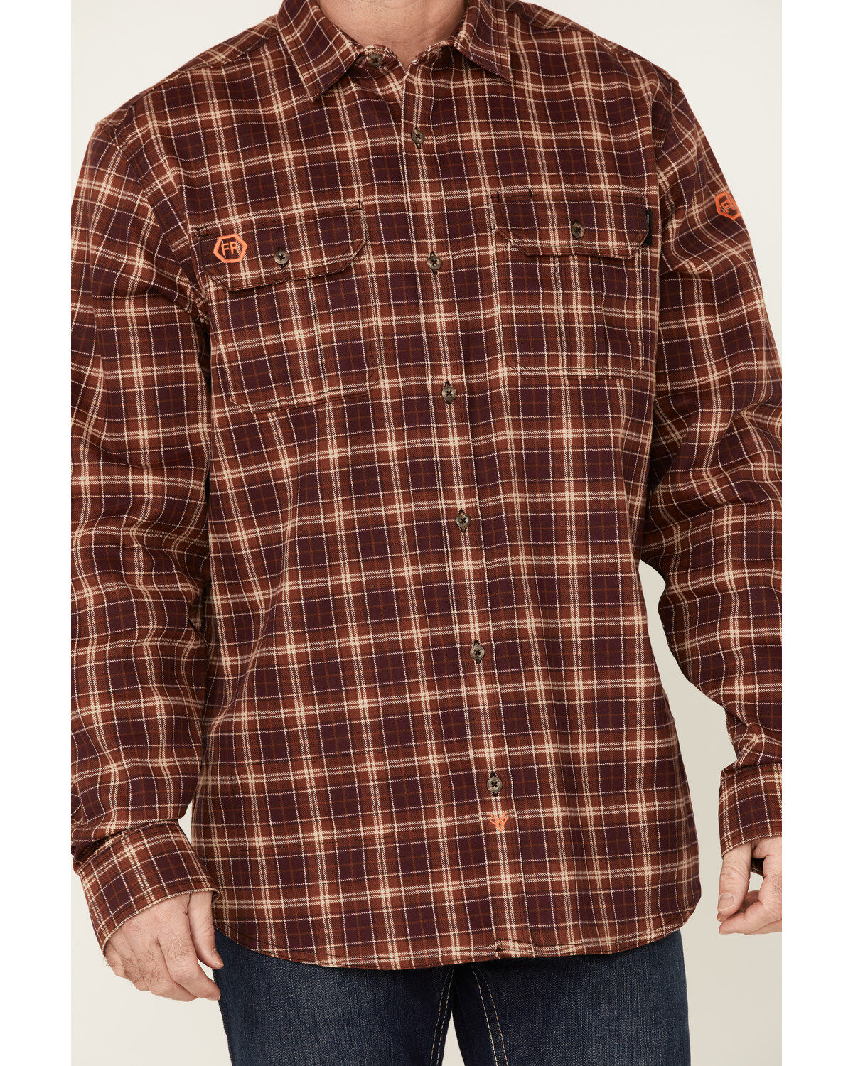 Hawx Men's FR Plaid Print Long Sleeve Button Down Work Shirt - Tall
