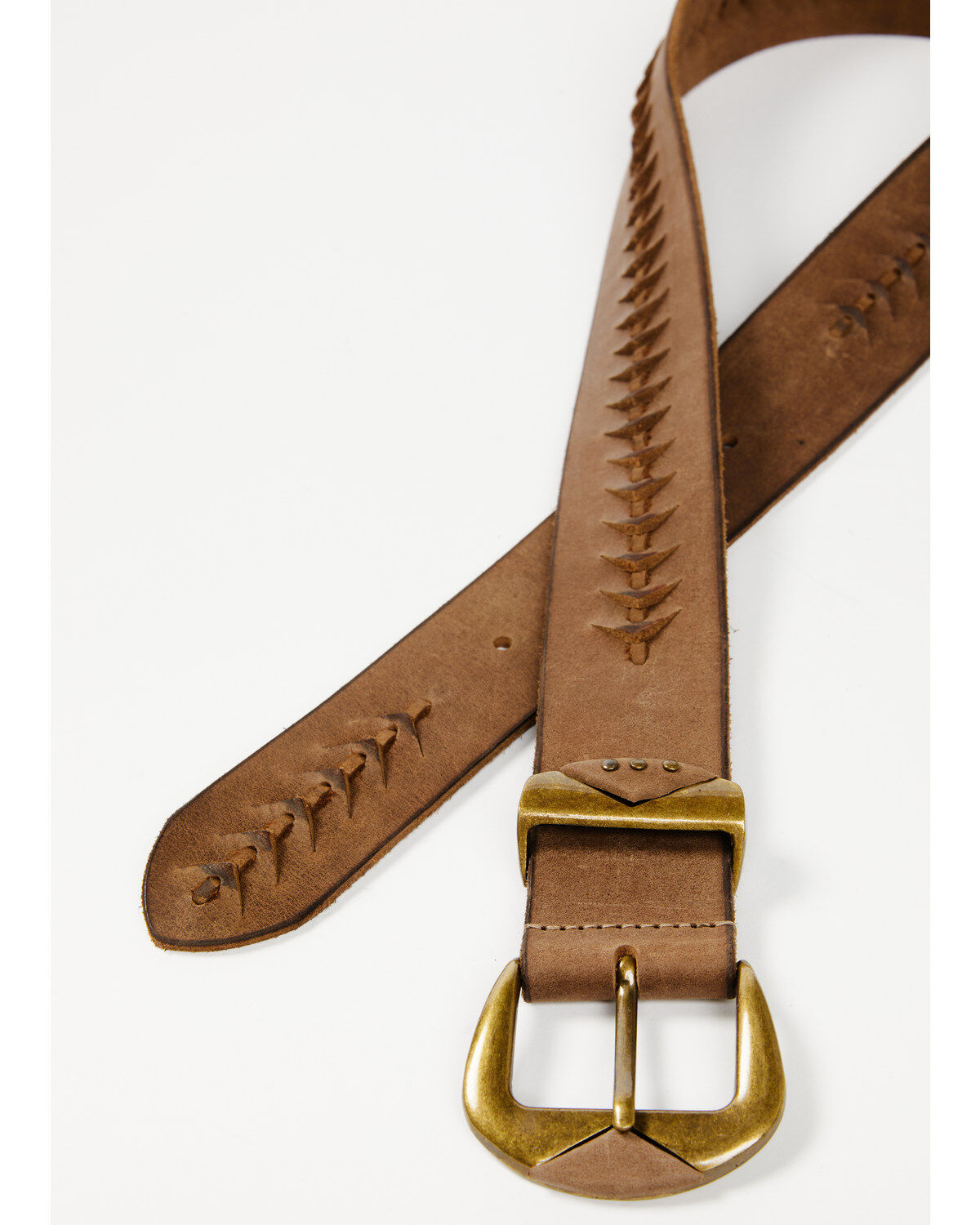 Cleo + Wolf Women's Brass Buckle Lace Detail Western Belt