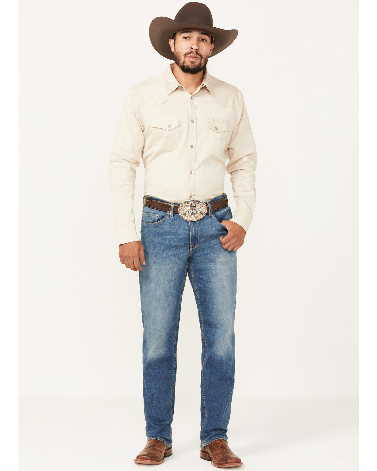 DEVIL-DOG Dungarees Men's Powells Medium Wash Slim Straight Stretch Jeans