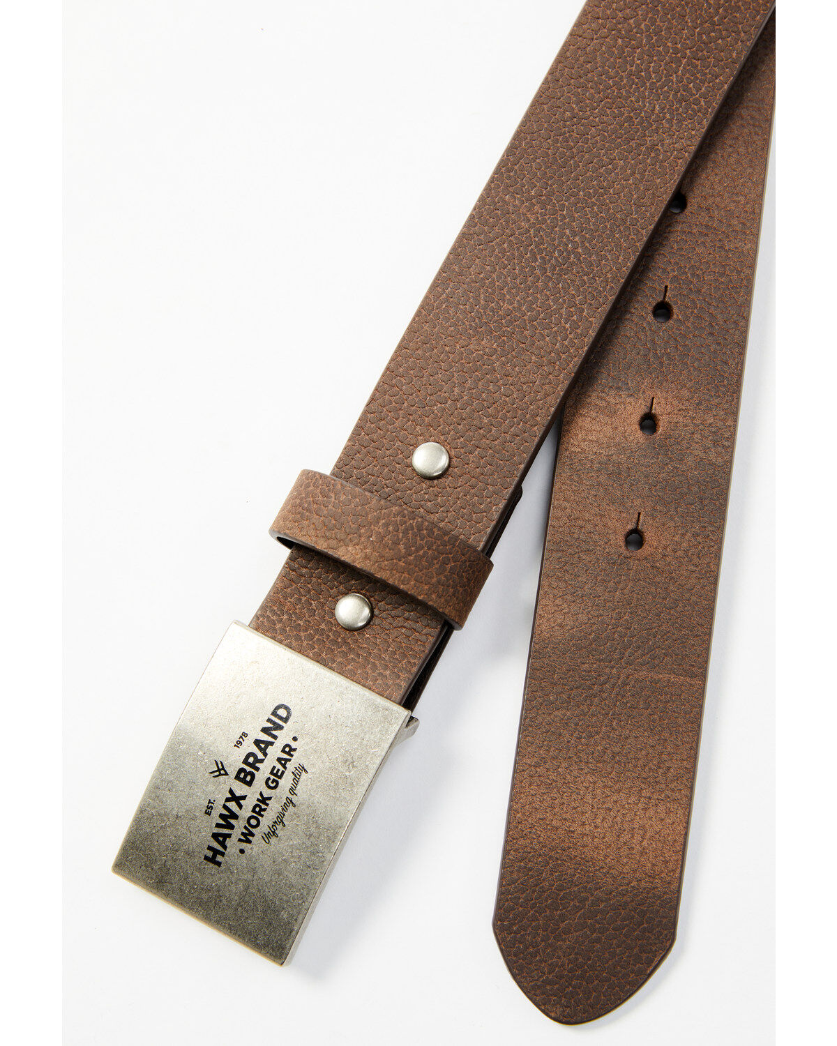 Hawx Men's Silver Plaque Logo Buckle Leather Belt