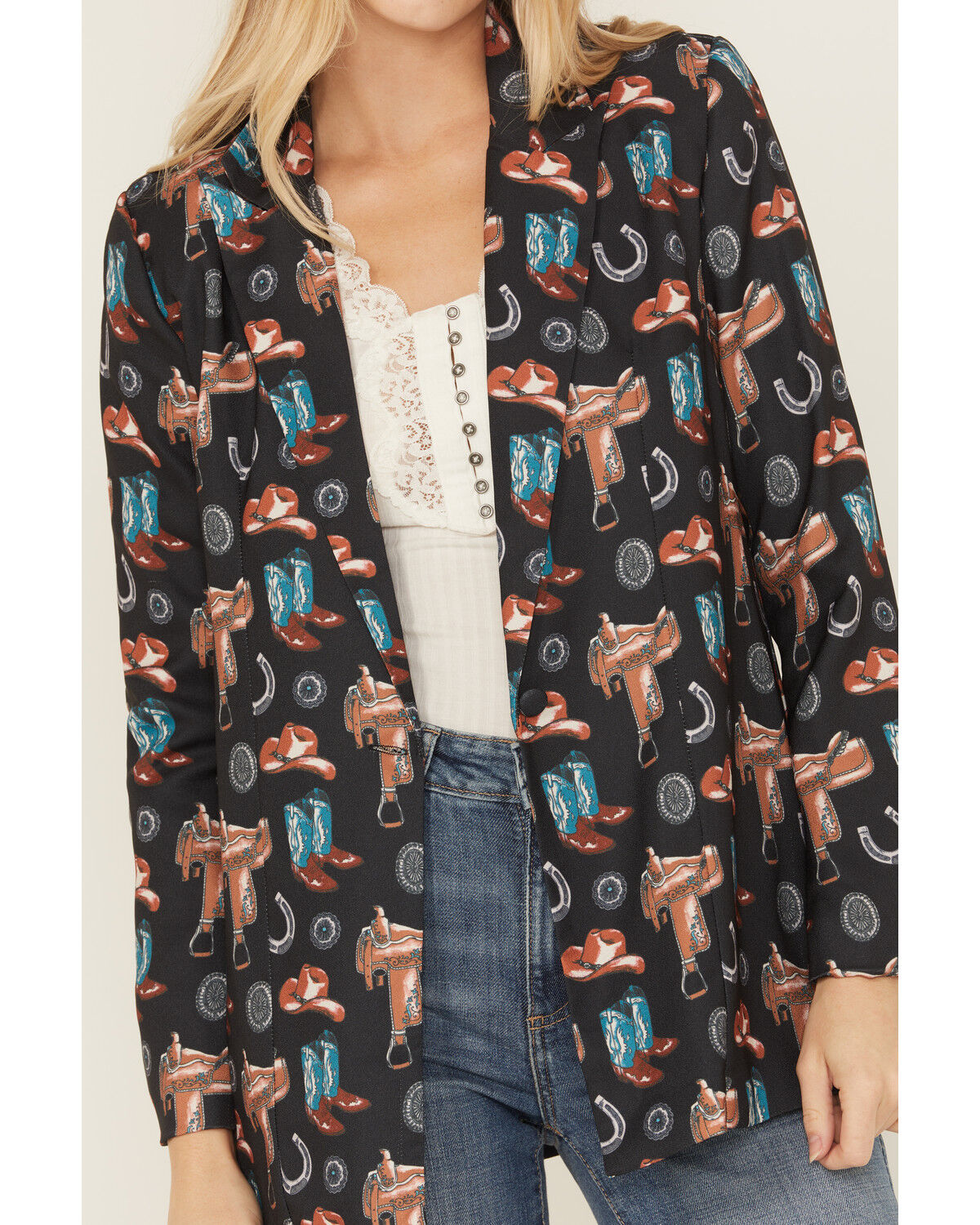 Rock & Roll Denim Women's Conversational Print Blazer