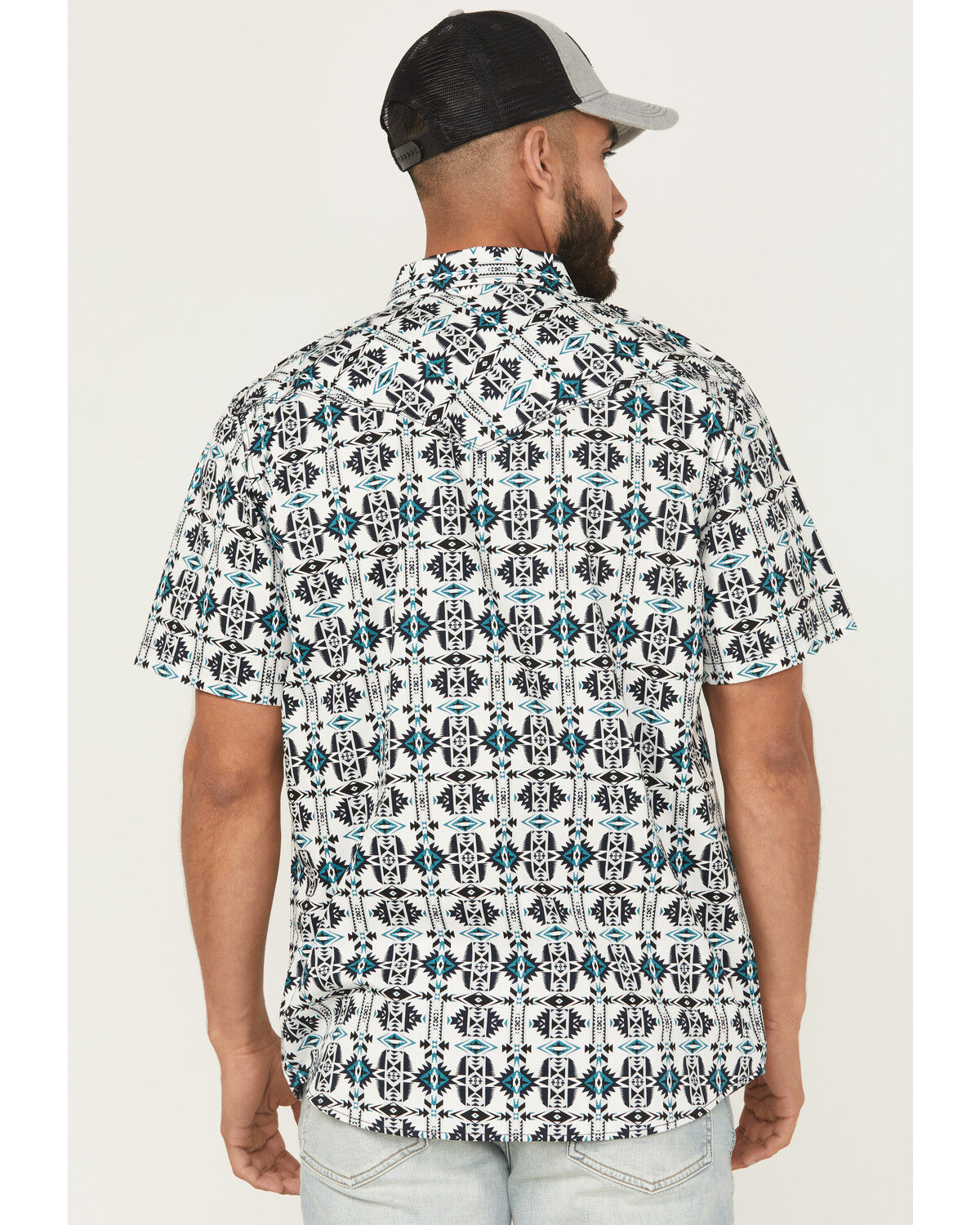 Moonshine Spirit Men's Thunder Cloud Southwestern Print Short Sleeve Snap Western Shirt