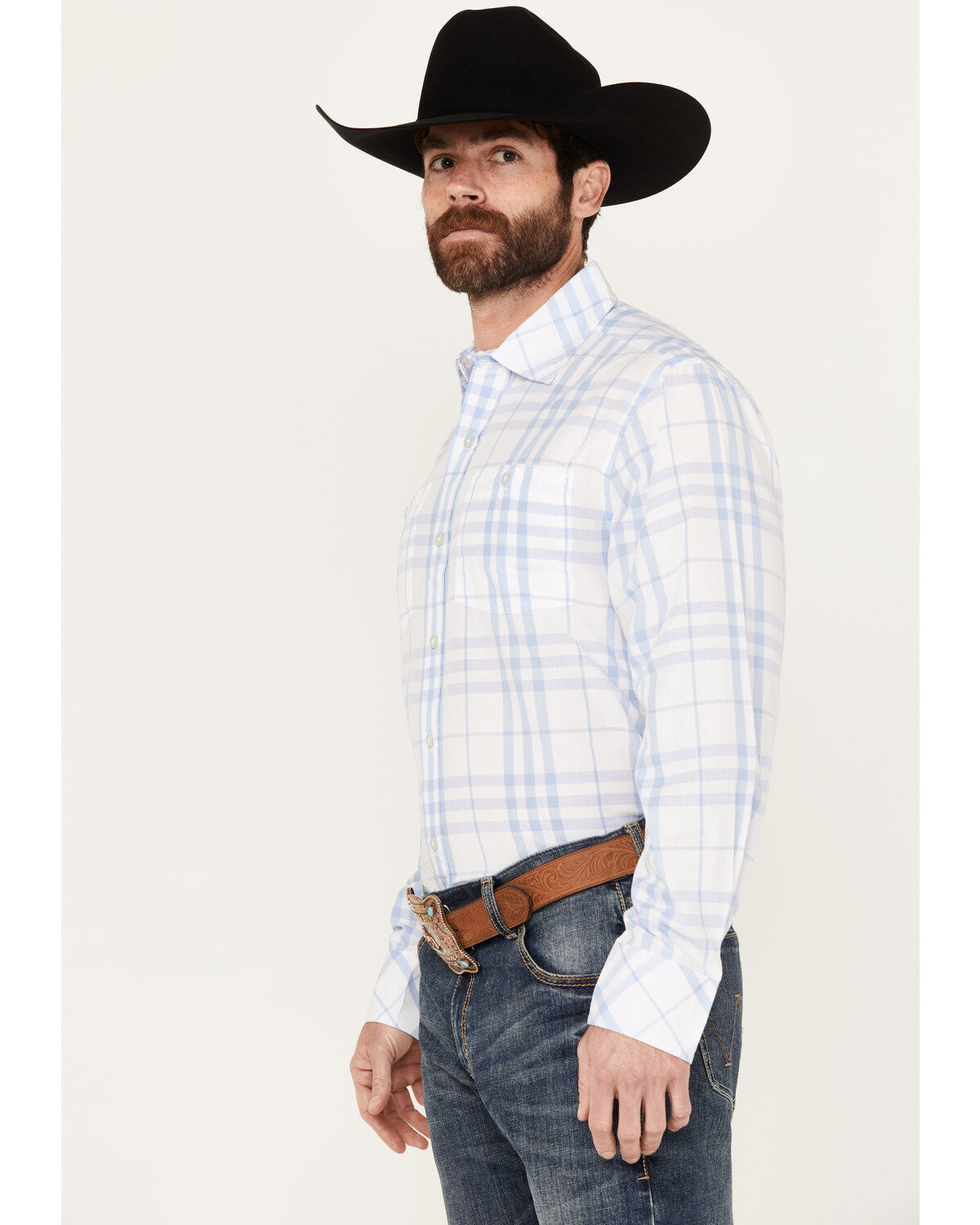 Resistol Men's Conrad Plaid Print Long Sleeve Button Down Western Shirt