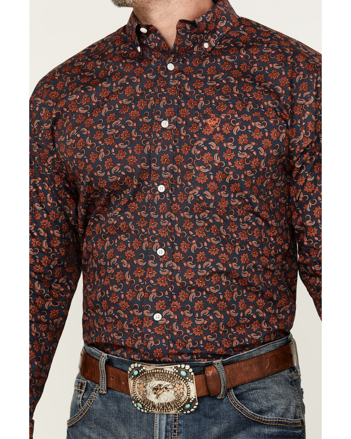 Ariat Men's Wrinkle Free Iman Paisley Print Long Sleeve Button-Down Western Shirt