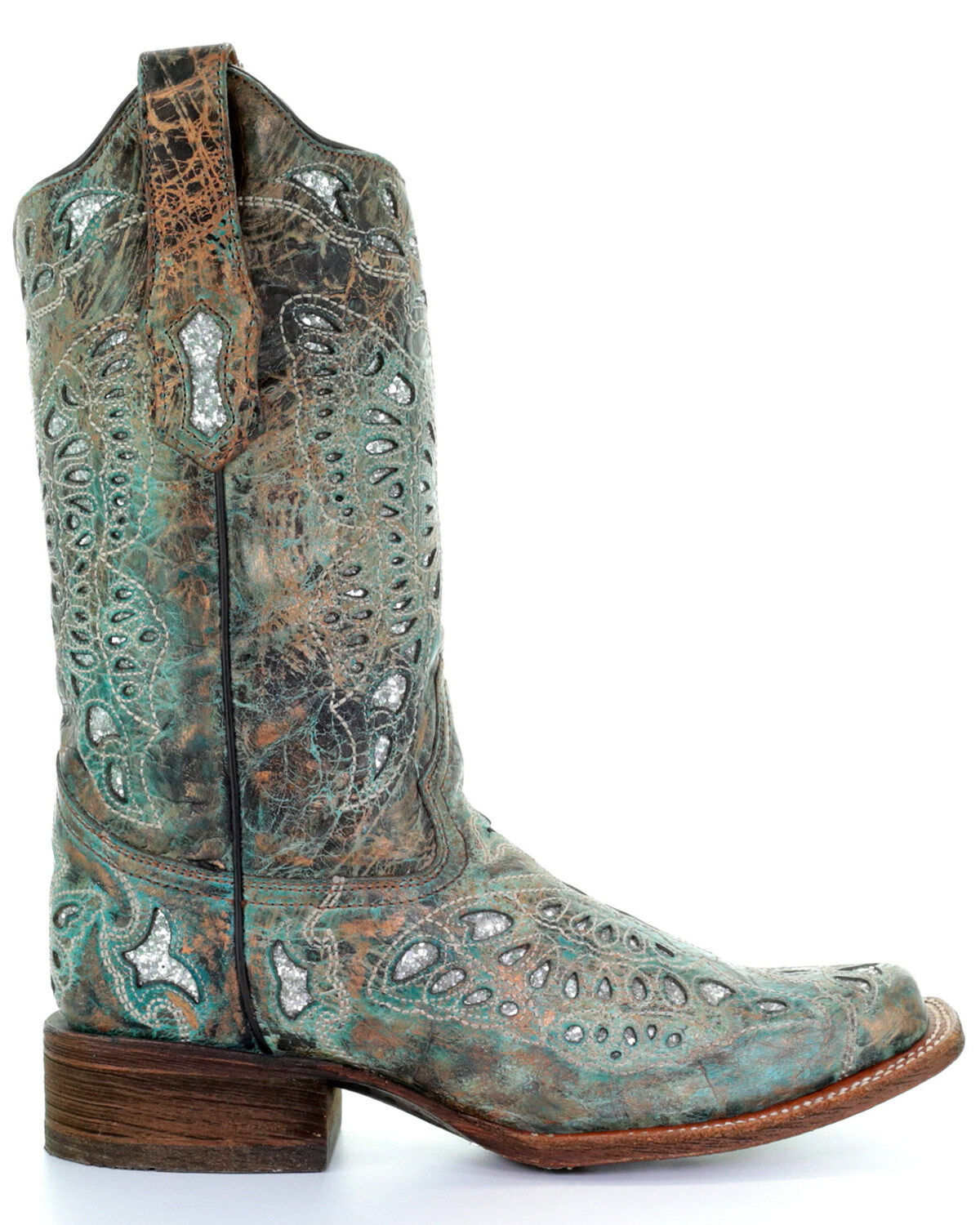 Corral Women's Metallic Bronze Glitter Butterfly Western Boots - Square Toe