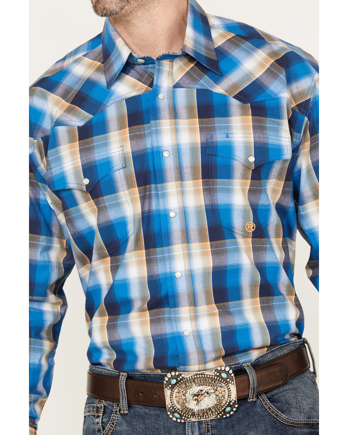 Roper Men's Amarillo Plaid Print Long Sleeve Western Snap Shirt