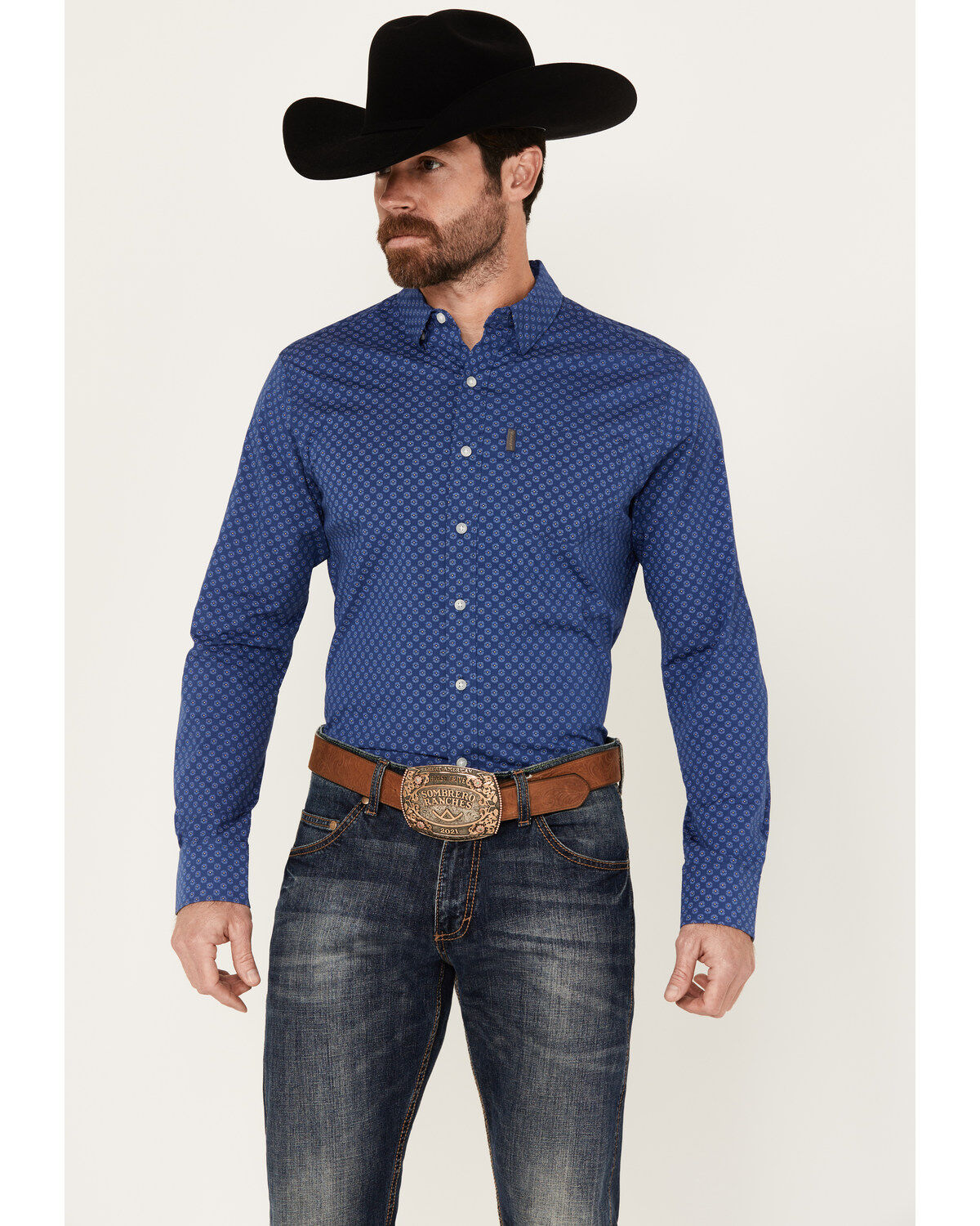 Ariat Men's Maxwell Geo Print Long Sleeve Button-Down Stretch Western Shirt