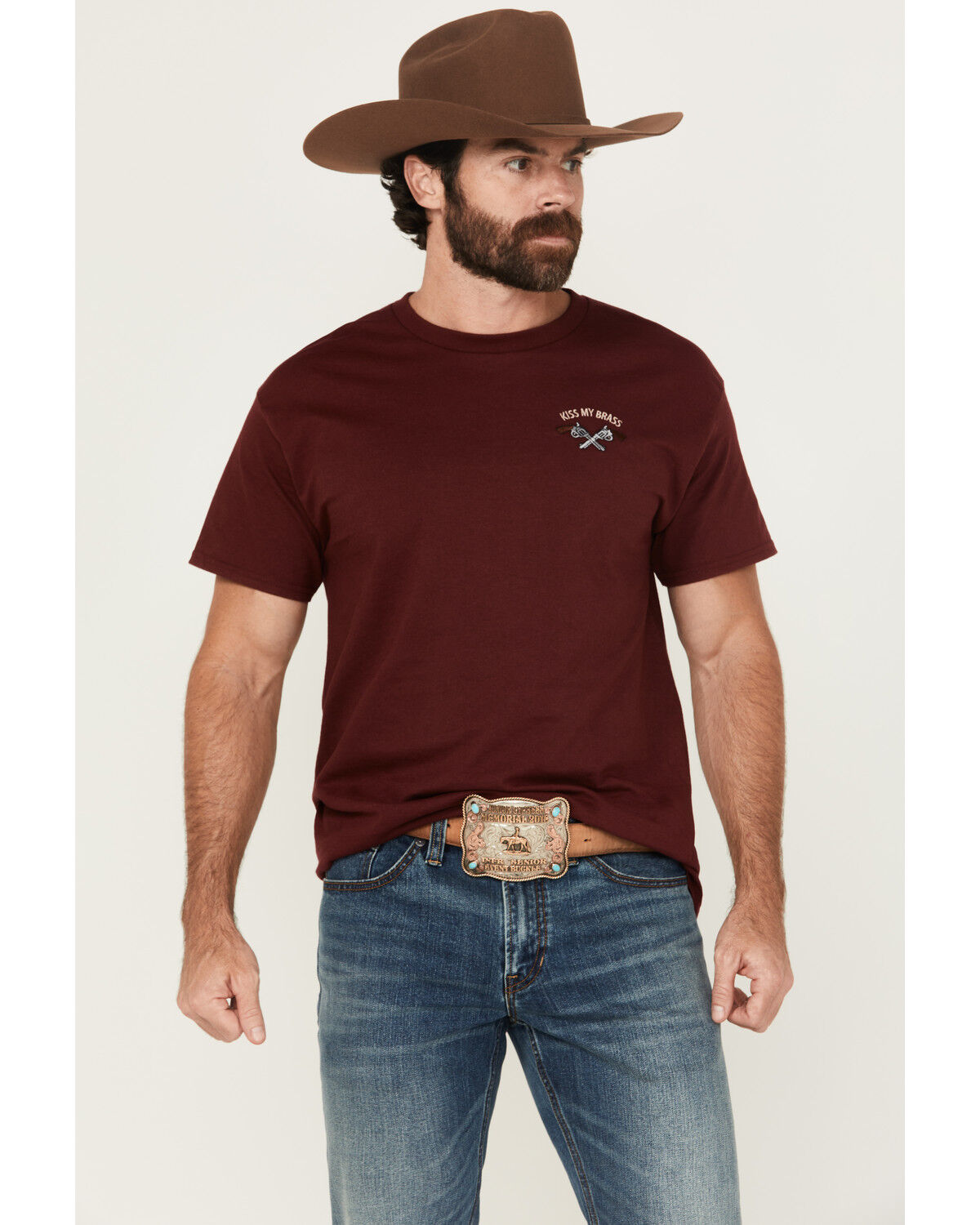 Riot Society Men's Boot Barn Exclusive Kiss My Brass Embroidery Short Sleeve T-Shirt
