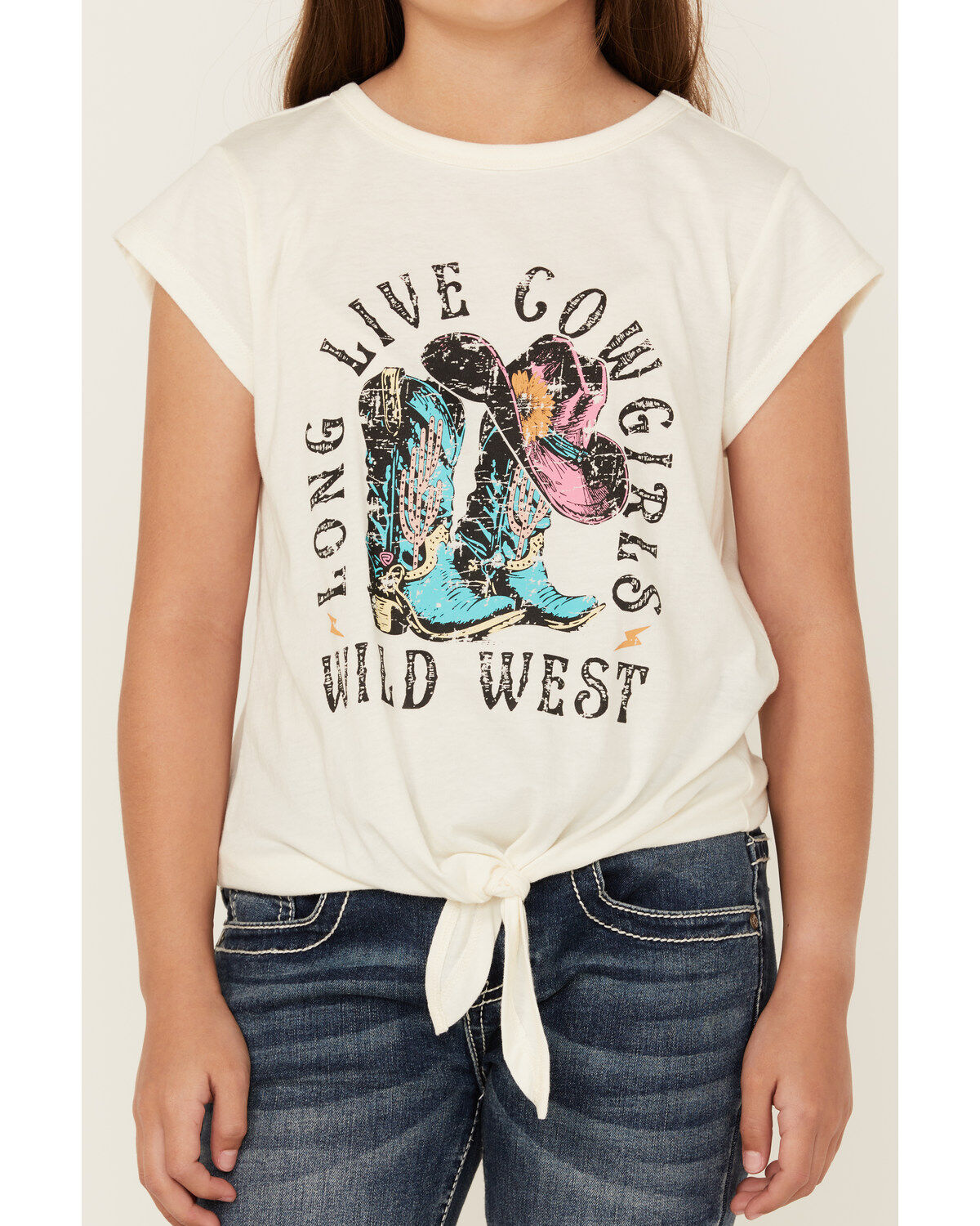 Rock & Roll Denim Girls' Long Live Short Sleeve Graphic Tee