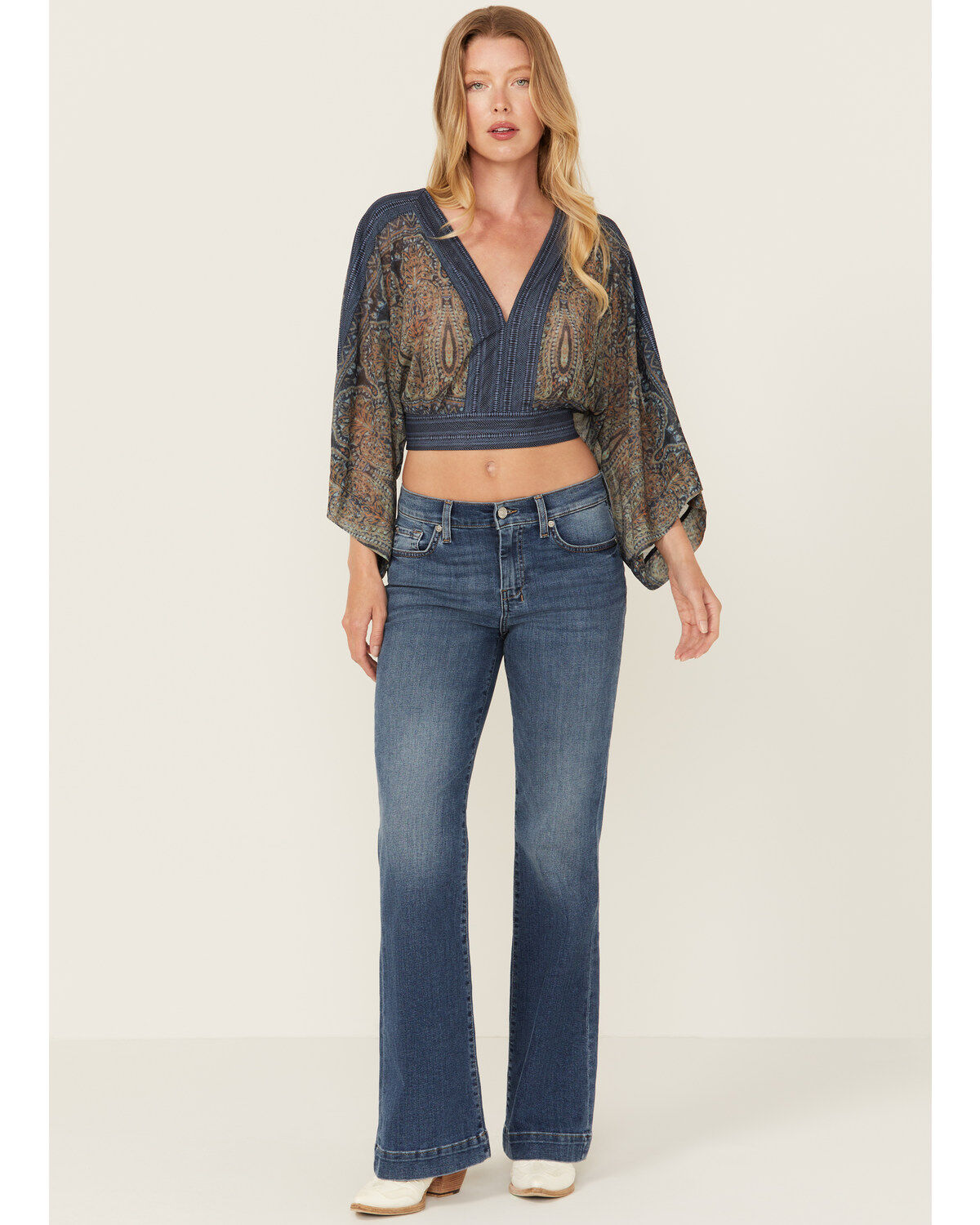 7 For All Mankind Women's Dark Wash Mid Rise Marsh Tailorless Dojo Trouser Stretch Denim Jeans