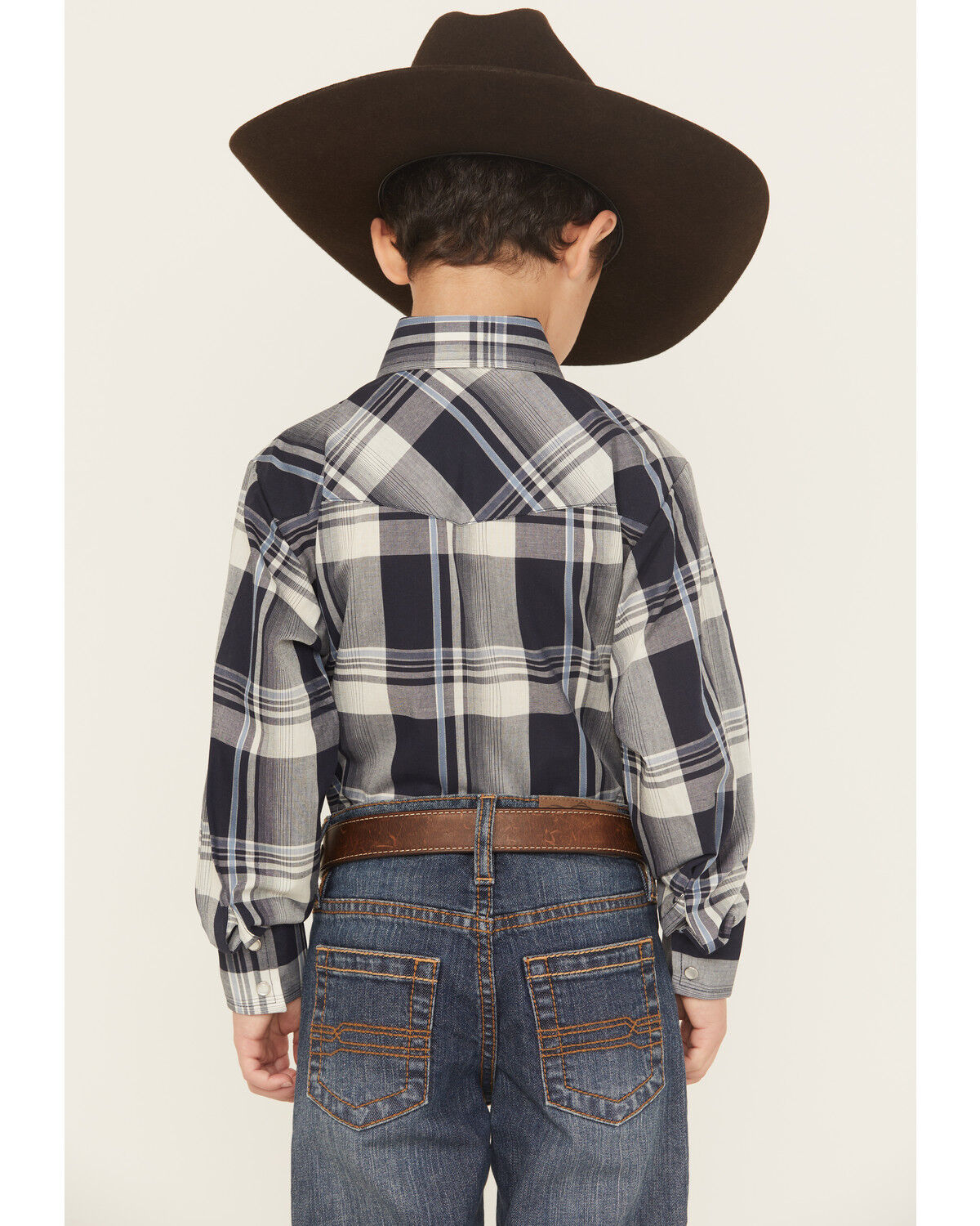 Ely Walker Boys' Plaid Print Long Sleeve Snap Western Shirt