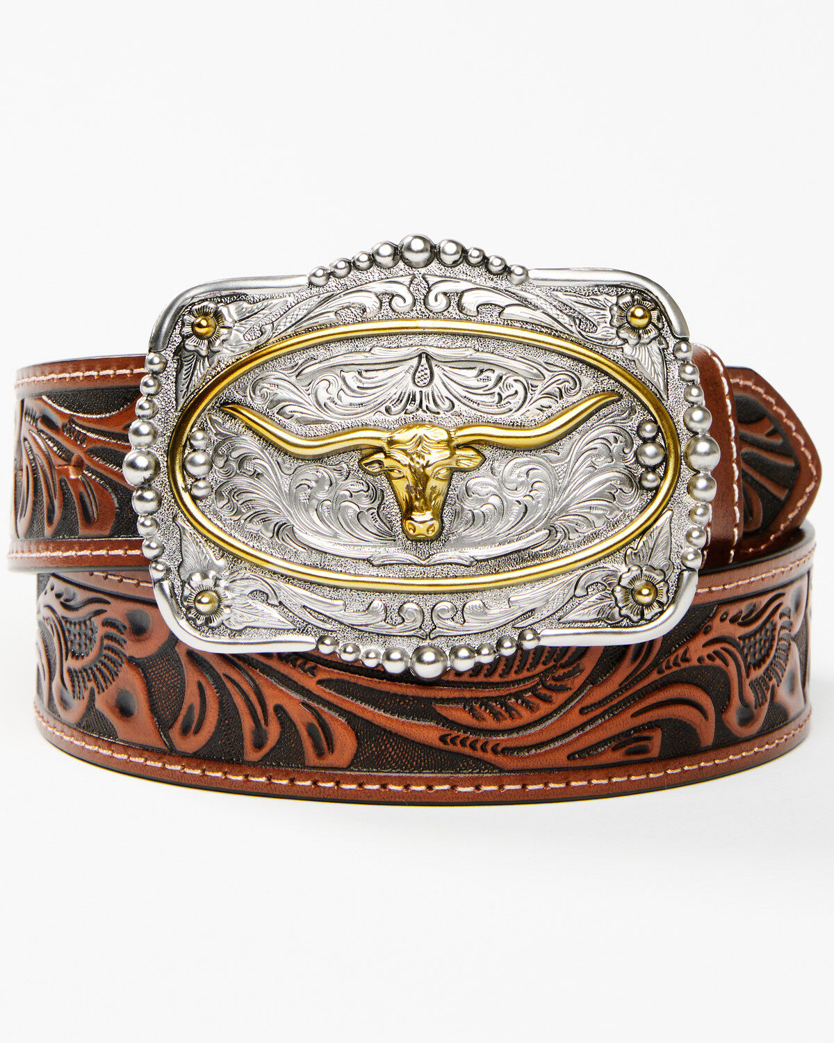 Cody James Men's Tooled Longhorn Buckle Belt