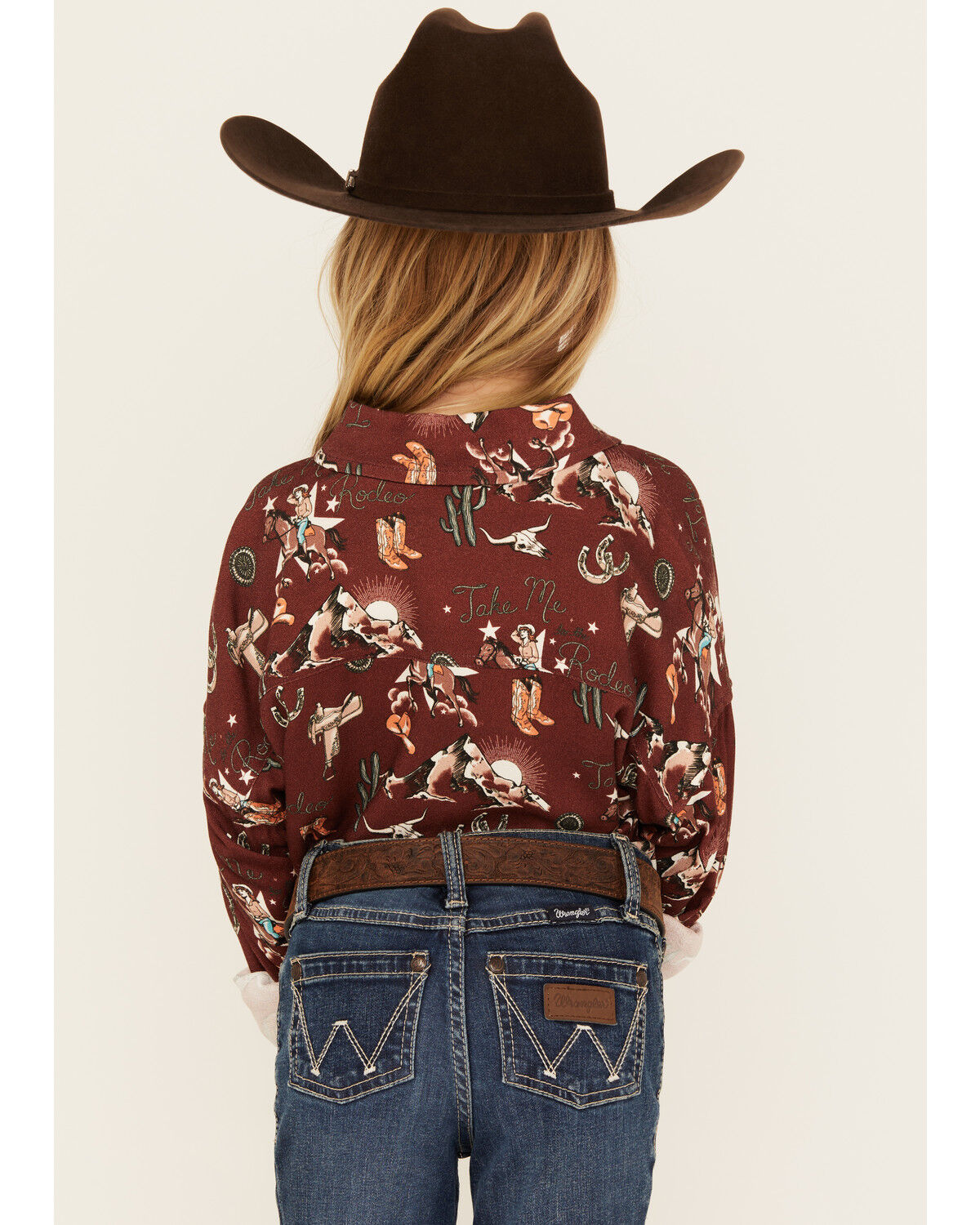 Rock & Roll Denim Girls' Conversational Print Long Sleeve Button-Down Western Shirt