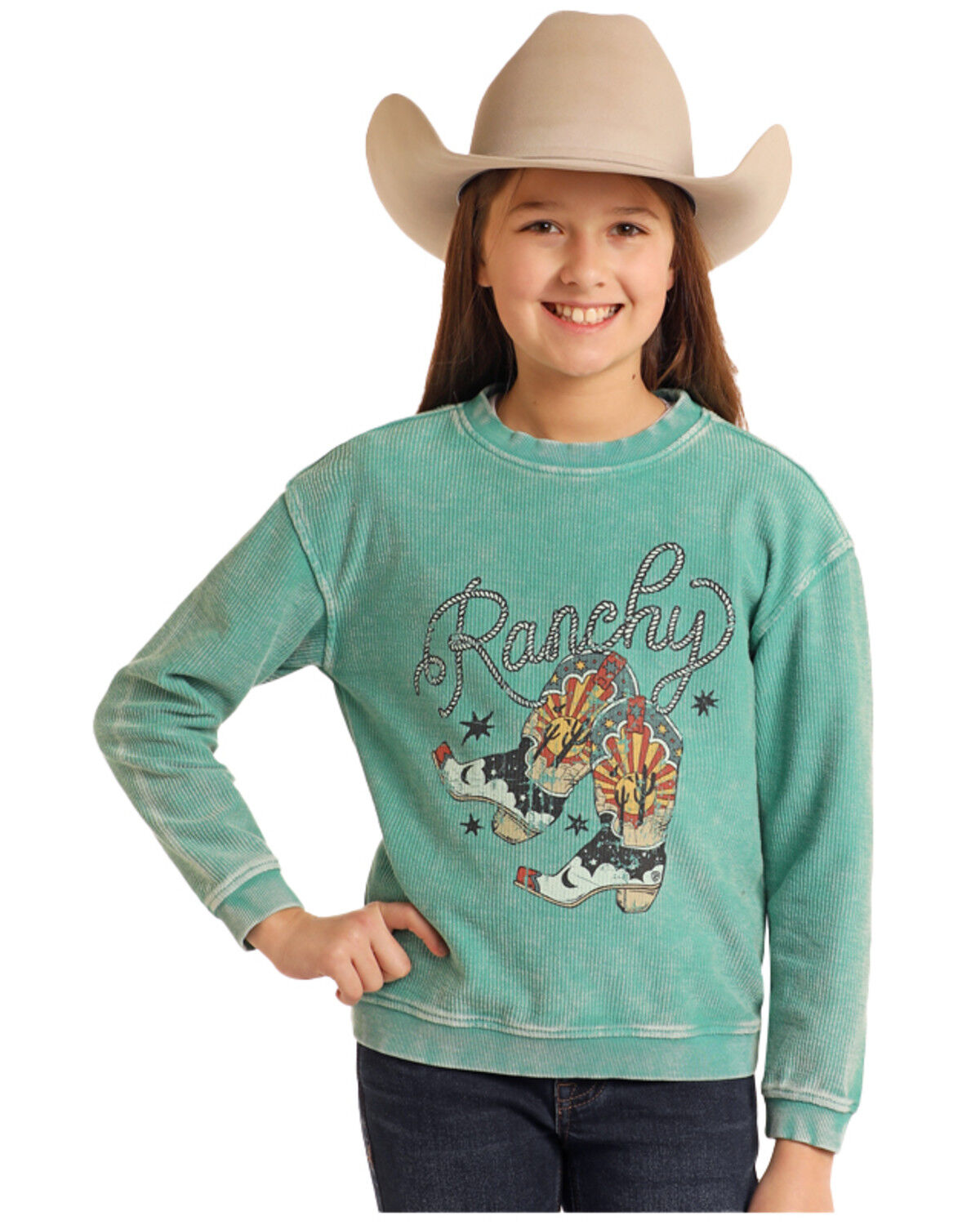 Panhandle Girls' Ranchy Boot Long Sleeve Graphic Shirt