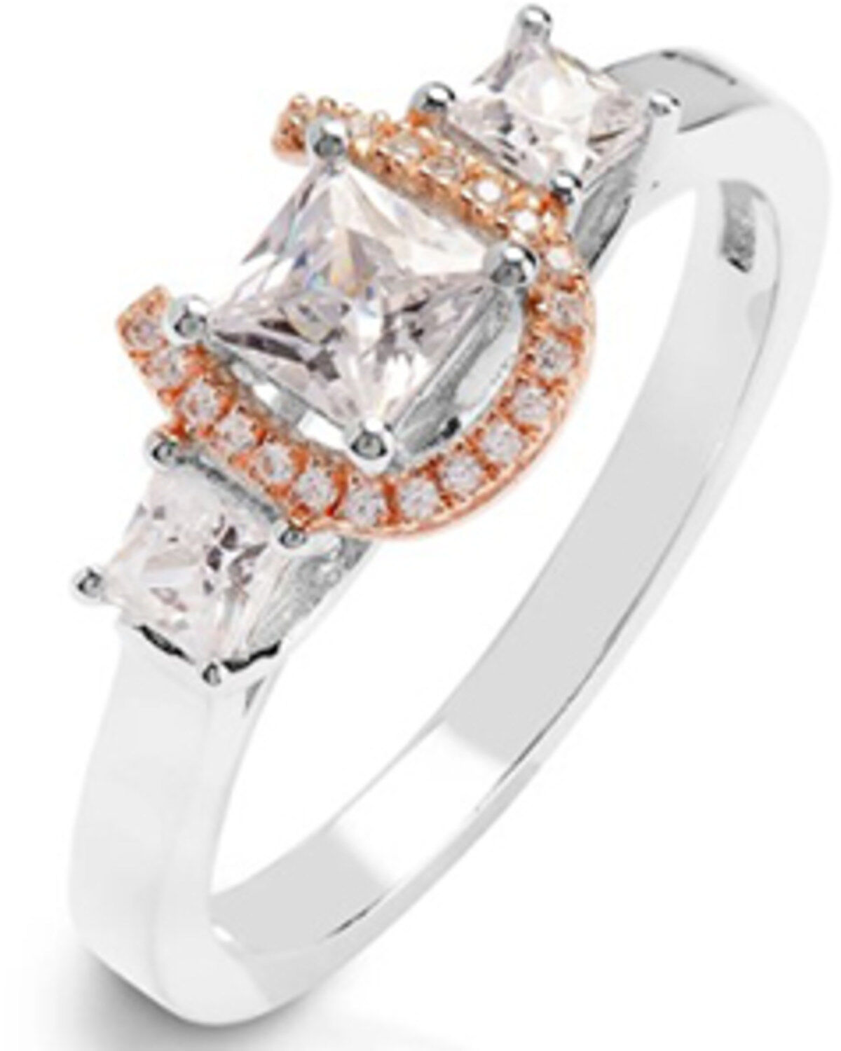 Kelly Herd Women's Sterling Silver Small Princess Cut Three Stone Horseshoe Ring