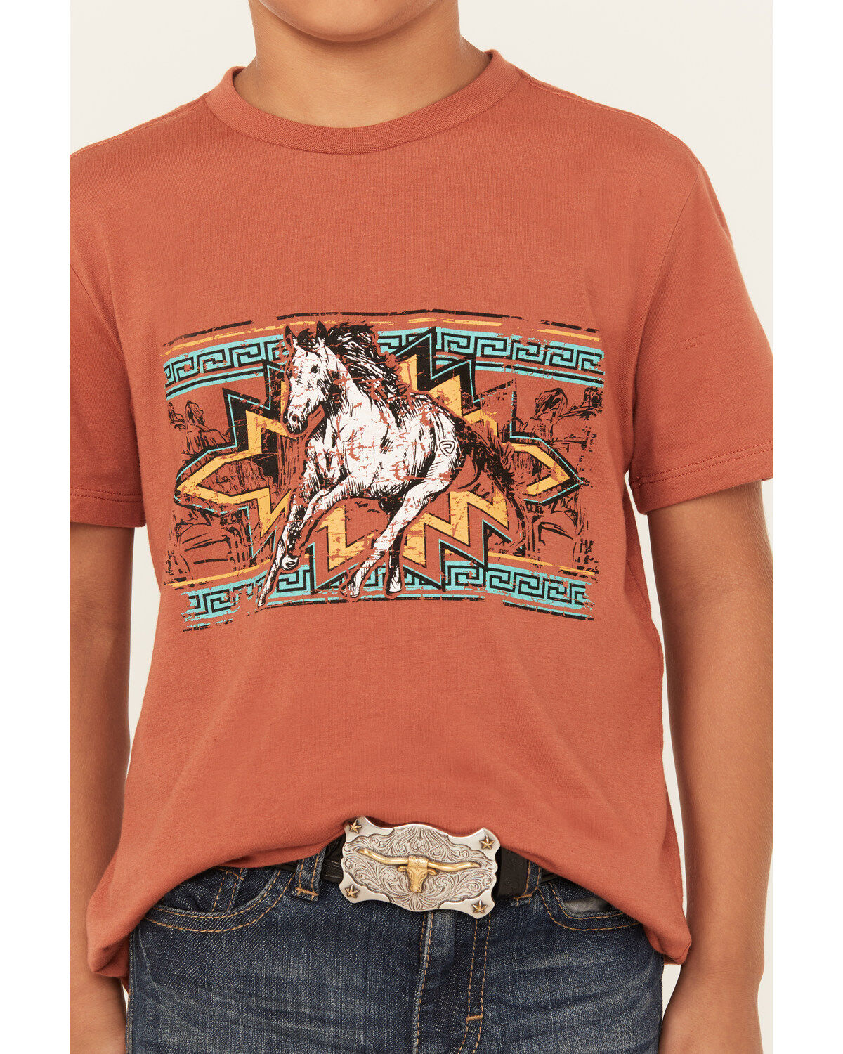 Rock & Roll Denim Boys' Southwestern Horse Short Sleeve Graphic T-Shirt