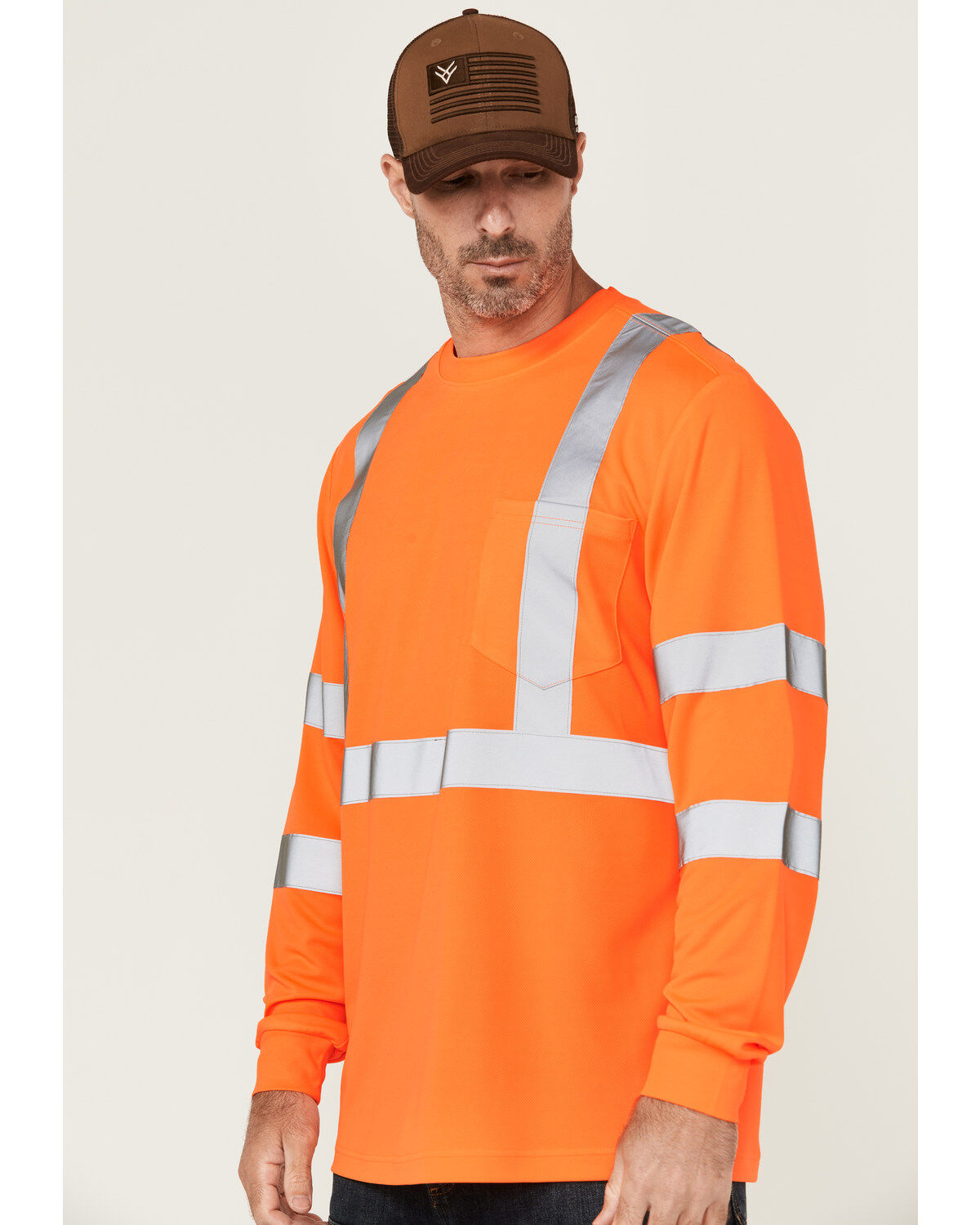 Hawx Men's Hi-Vis Reflective Long Sleeve Work T-Shirt