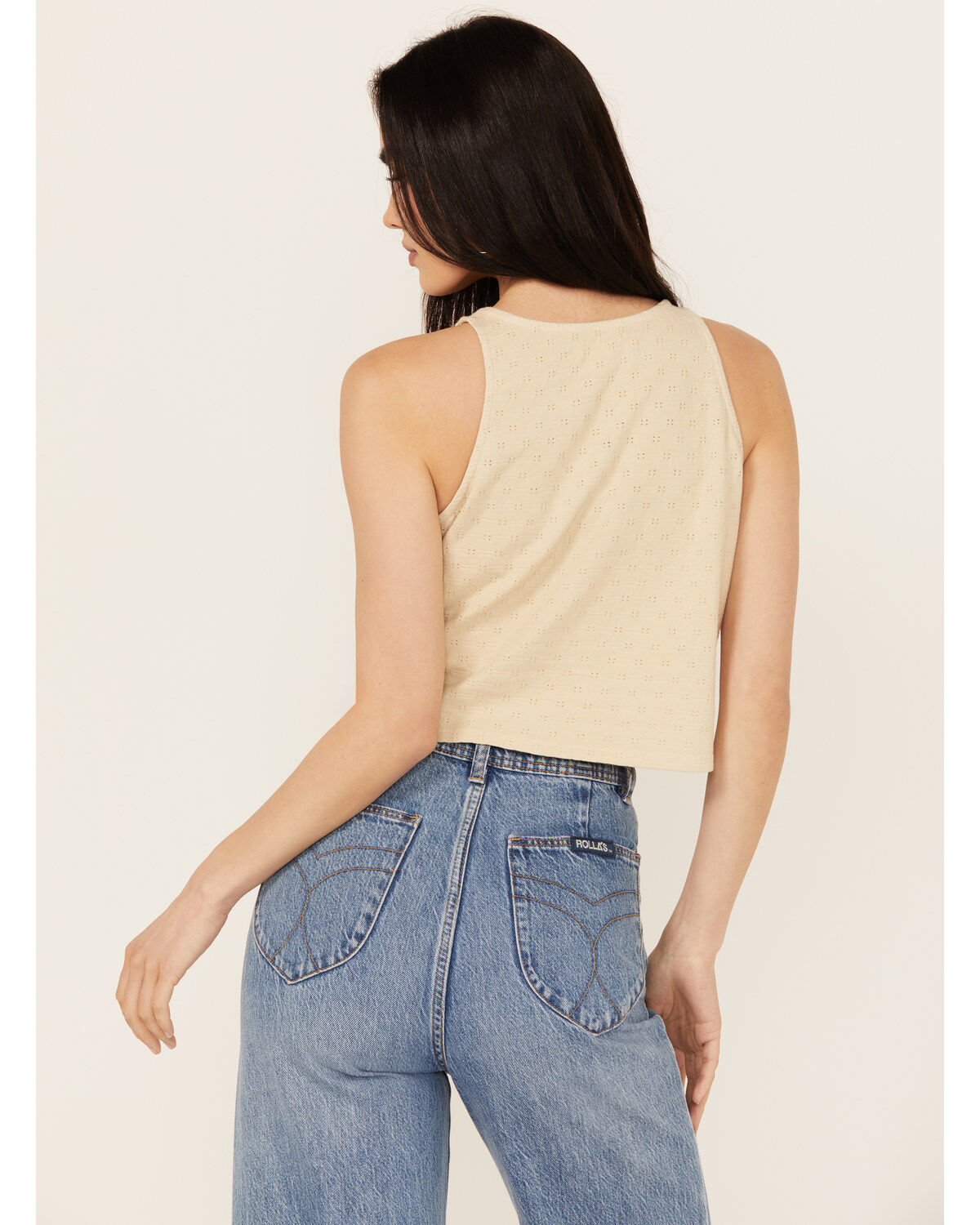 Cleo + Wolf Women's Blaire Cropped Jacquard and Lace Tank